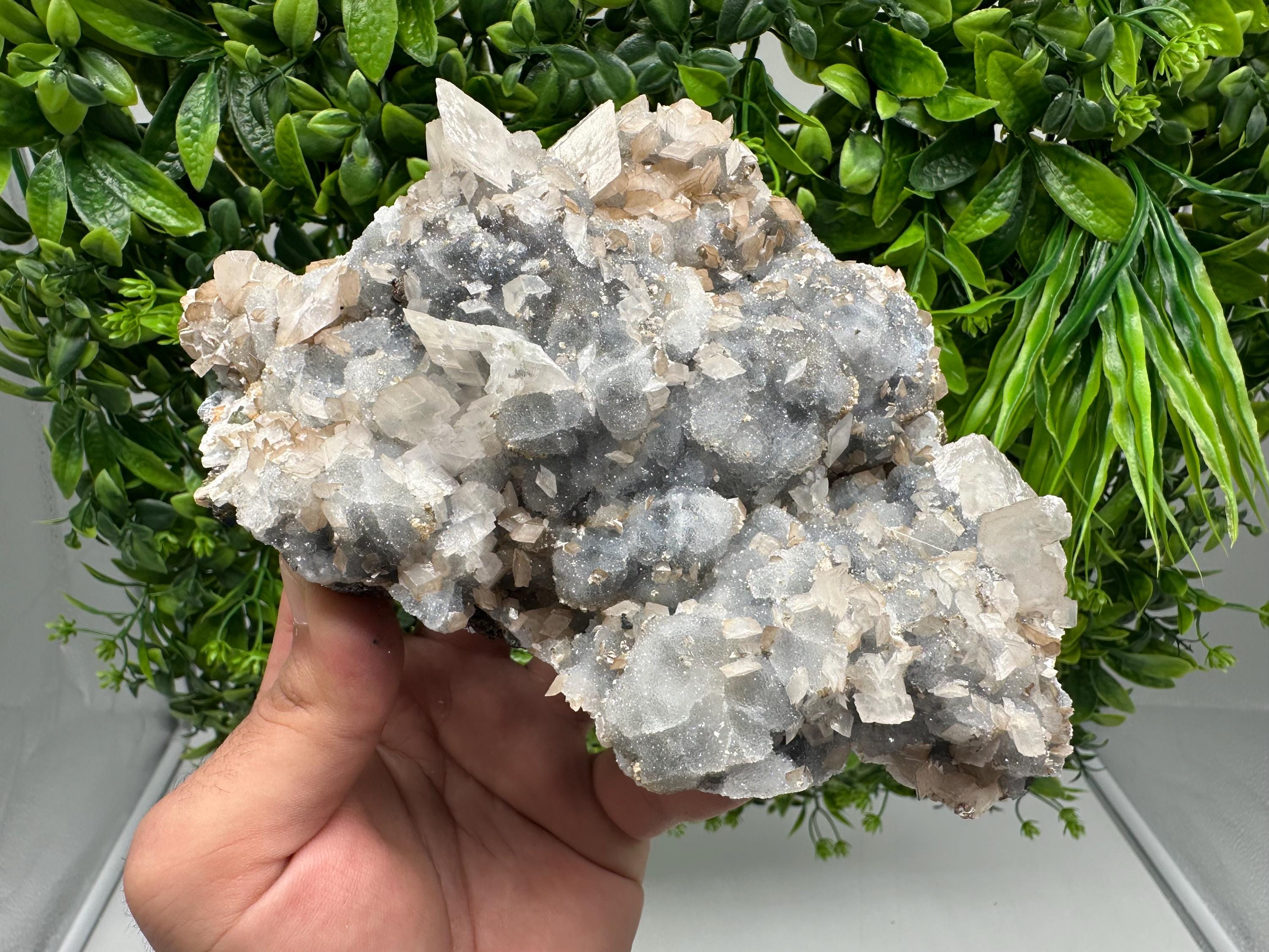 Calcite on Chalcedony Mineral Specimen, Krushev dol Bulgaria