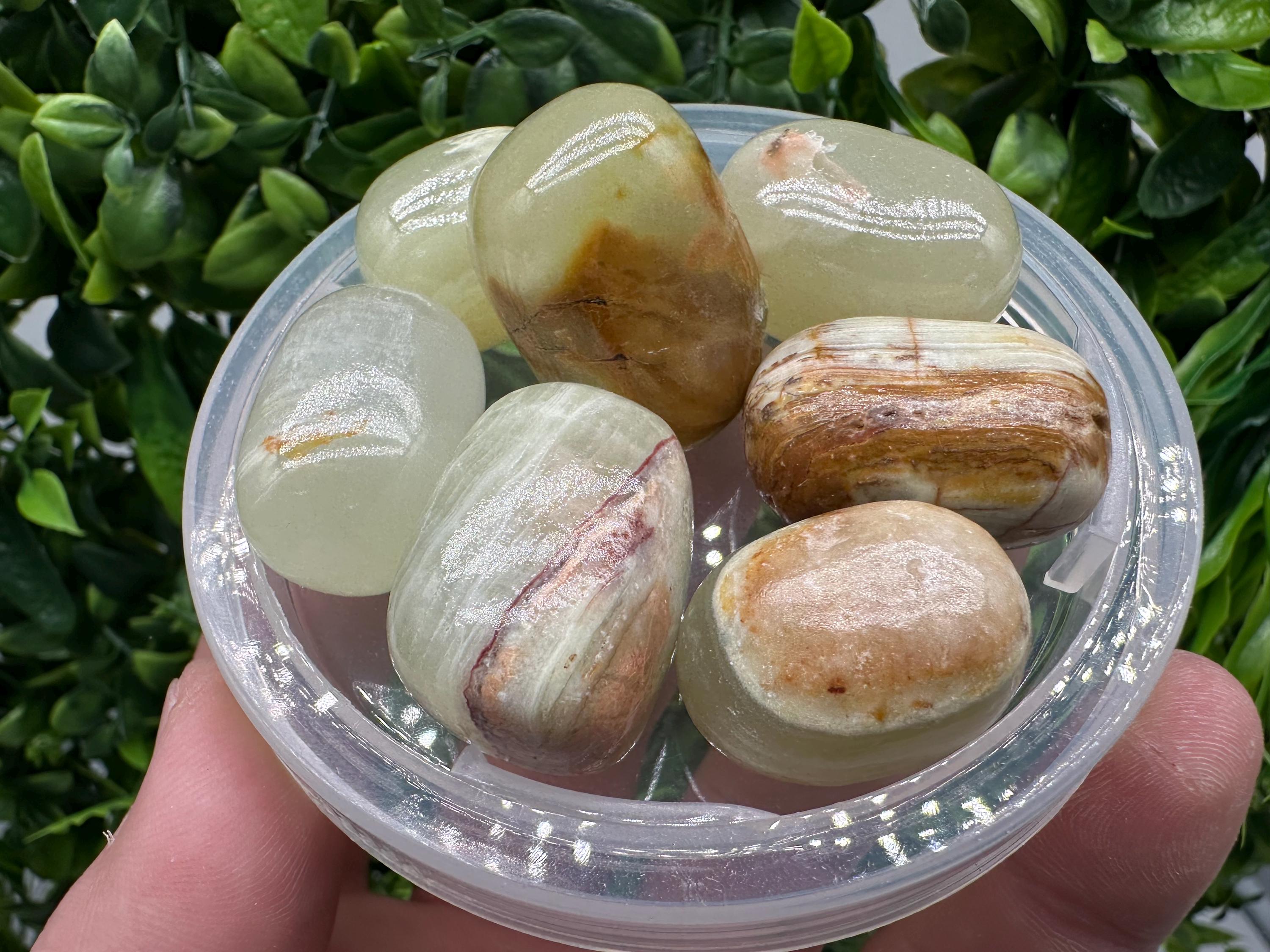 Green Marble Onyx Tumbled Stone: Polished Healing Crystal