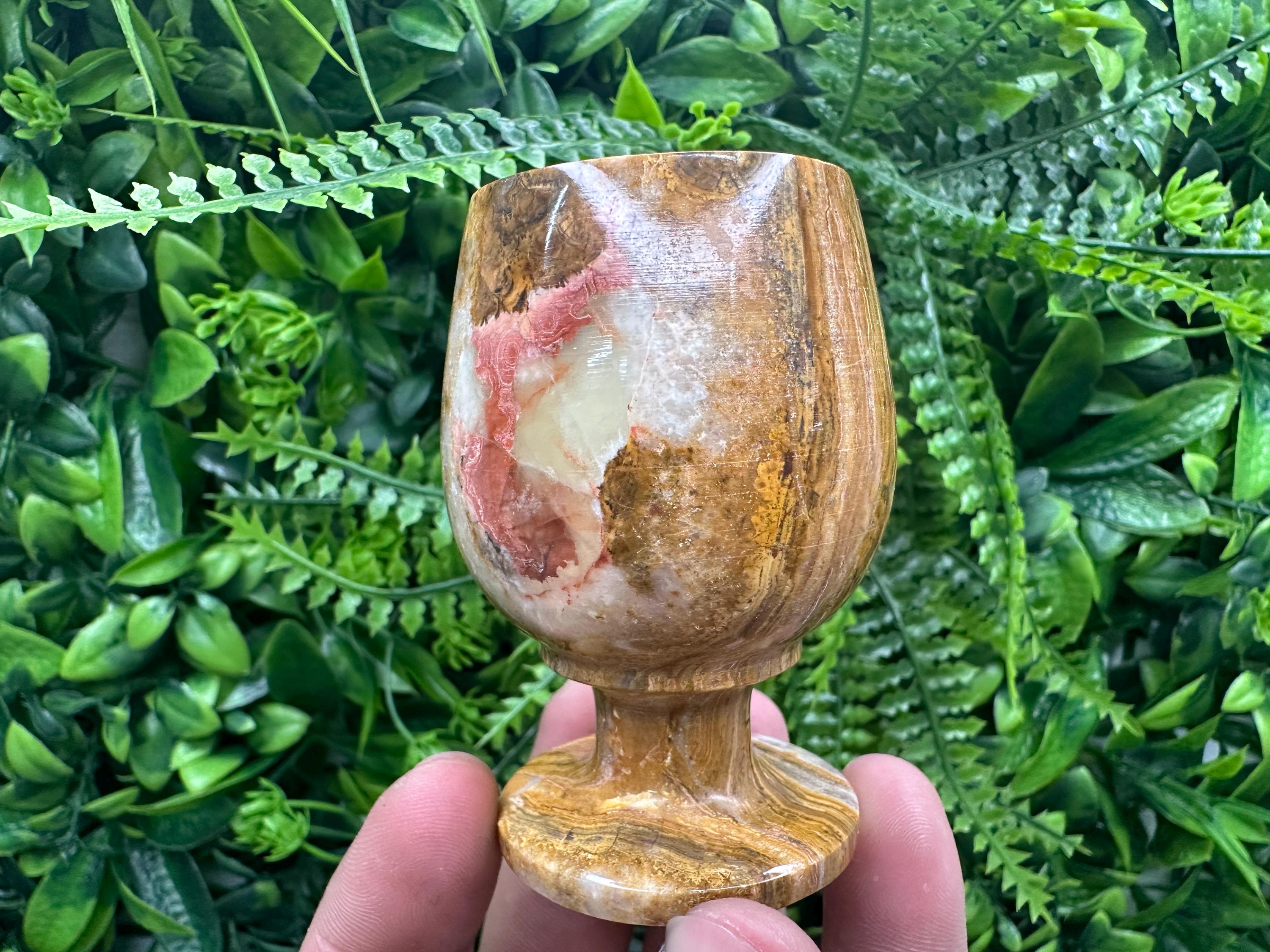 Vintage Natural Onyx Goblet: Unique Stone Wine Cup