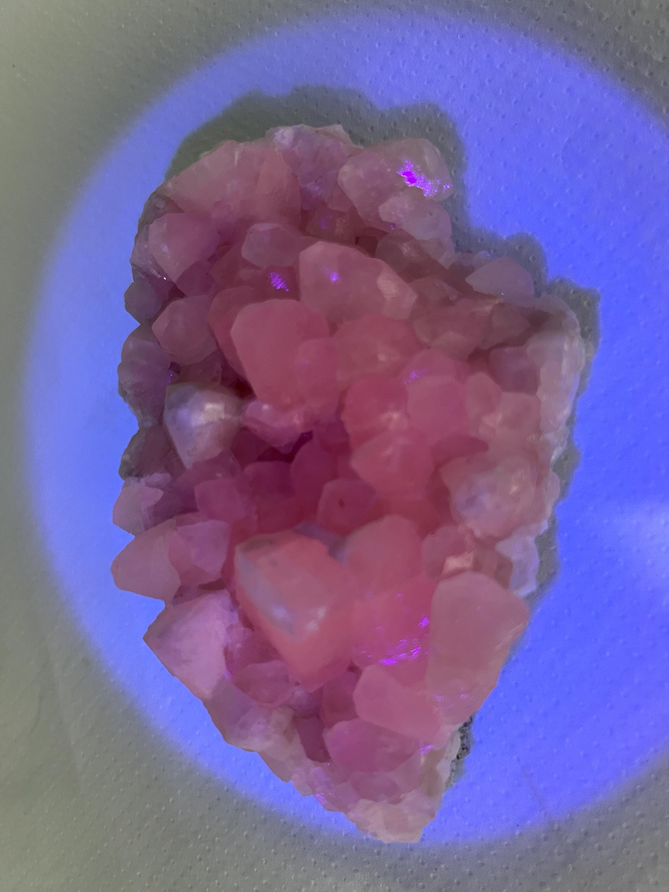 UV Reactive Mangano Calcite Crystal: Androvo Mine, Bulgaria
