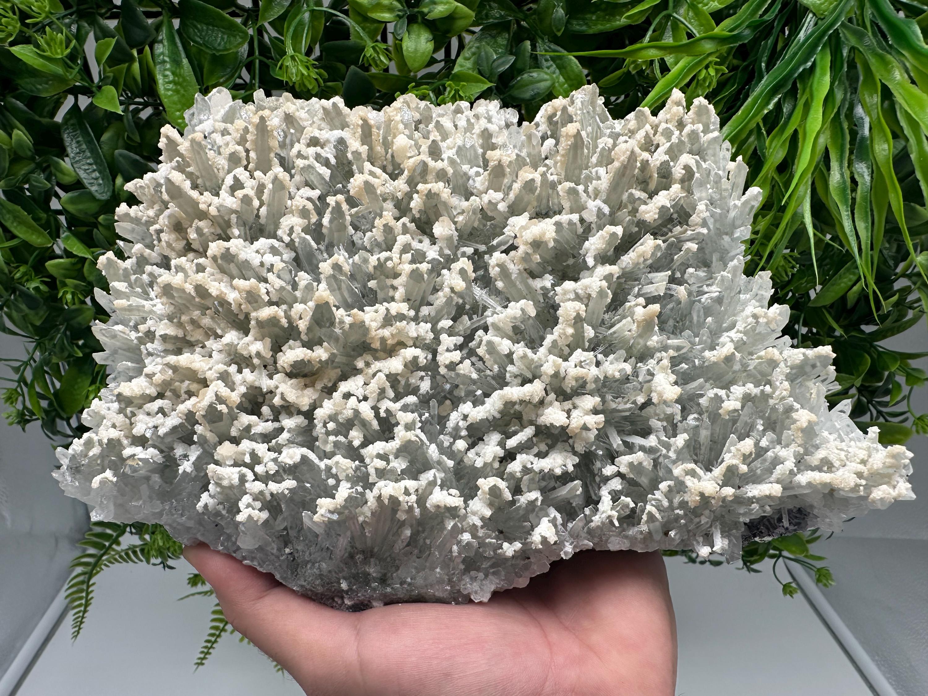 Quartz with Calcite Cluster: Krushev Dol Mine, Bulgaria