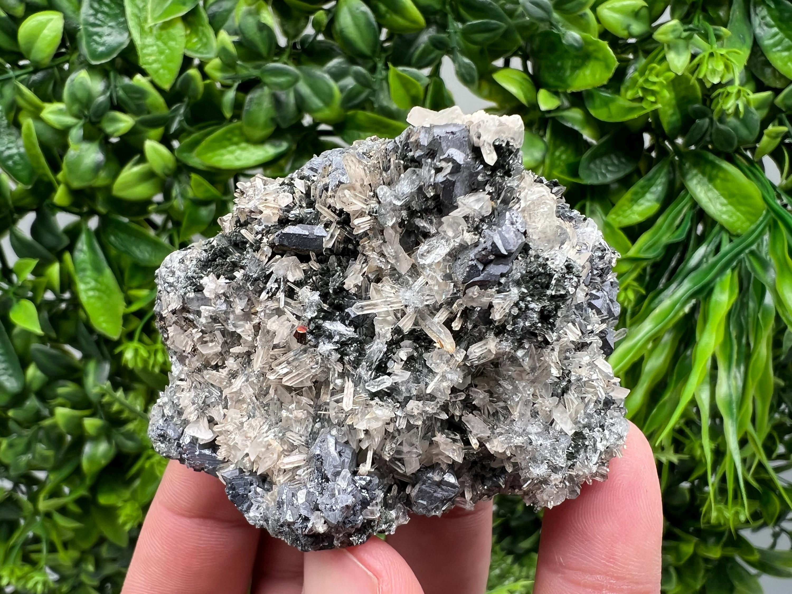 Galena Chalcopyrite on Calcite and Quartz, Bulgaria Mineral Specimen