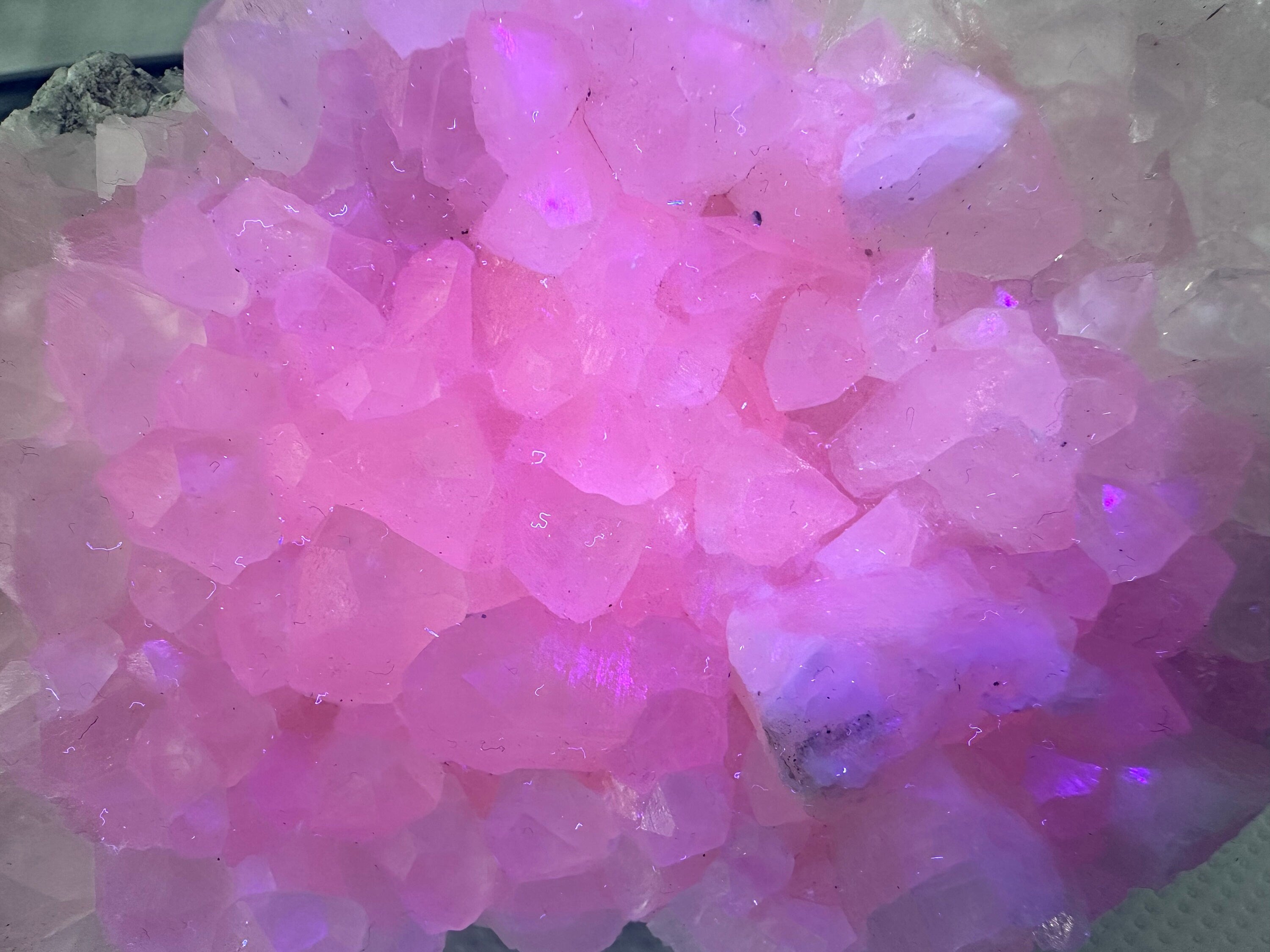 UV Reactive Mangano Calcite Crystal: Androvo Mine, Bulgaria