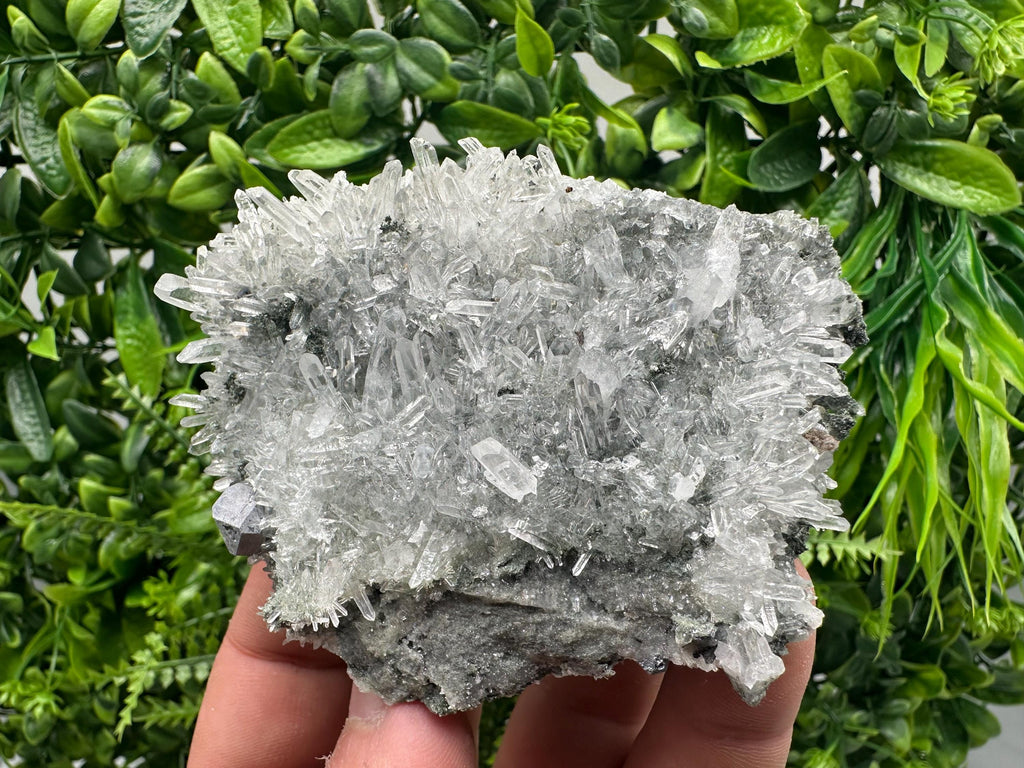Quartz Crystal with Galena, Chlorite Matrix Mineral Specimen