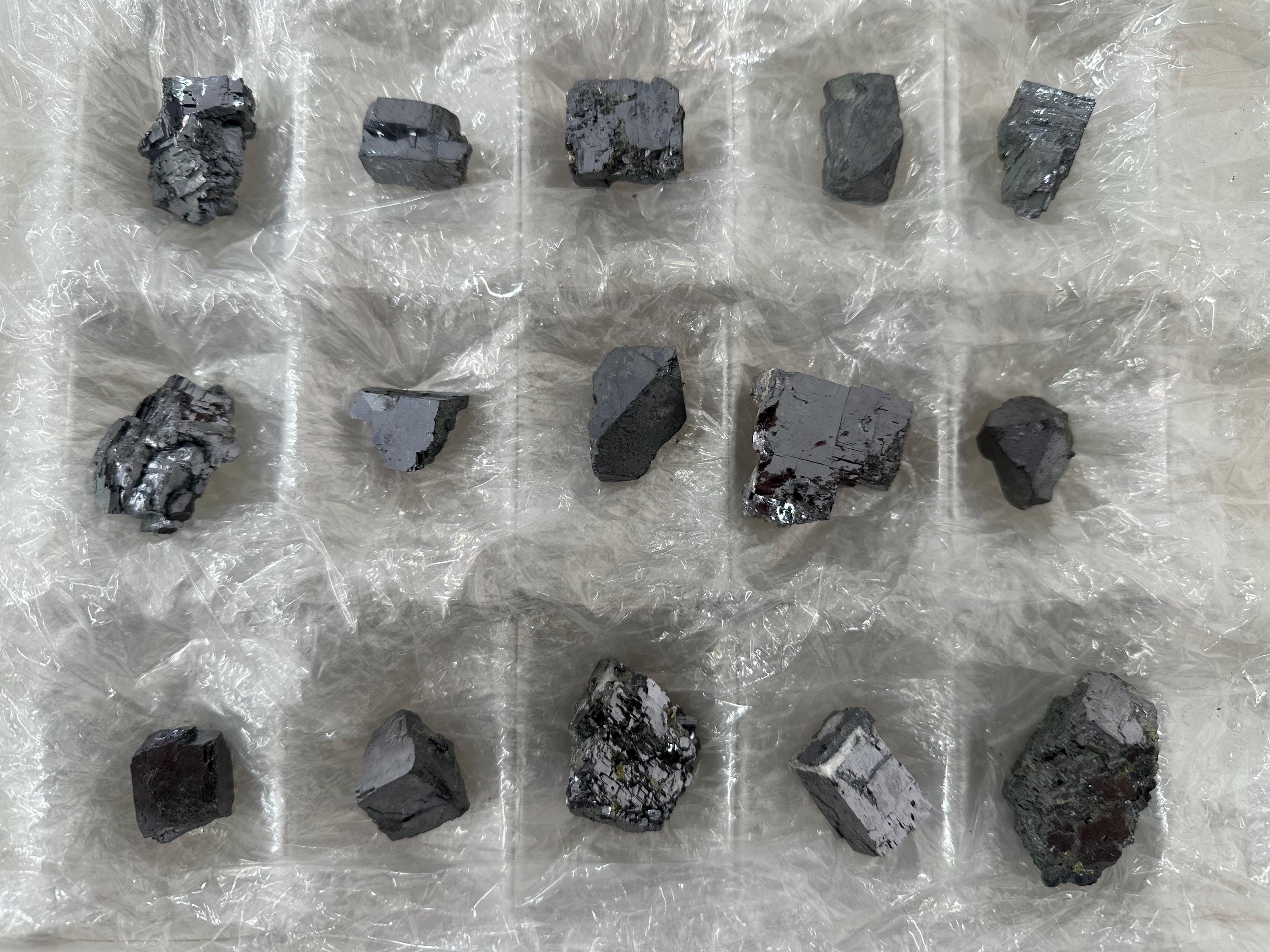 Shiny Galena Cluster Chunks: Madan Bulgaria Minerals (Set of 15)