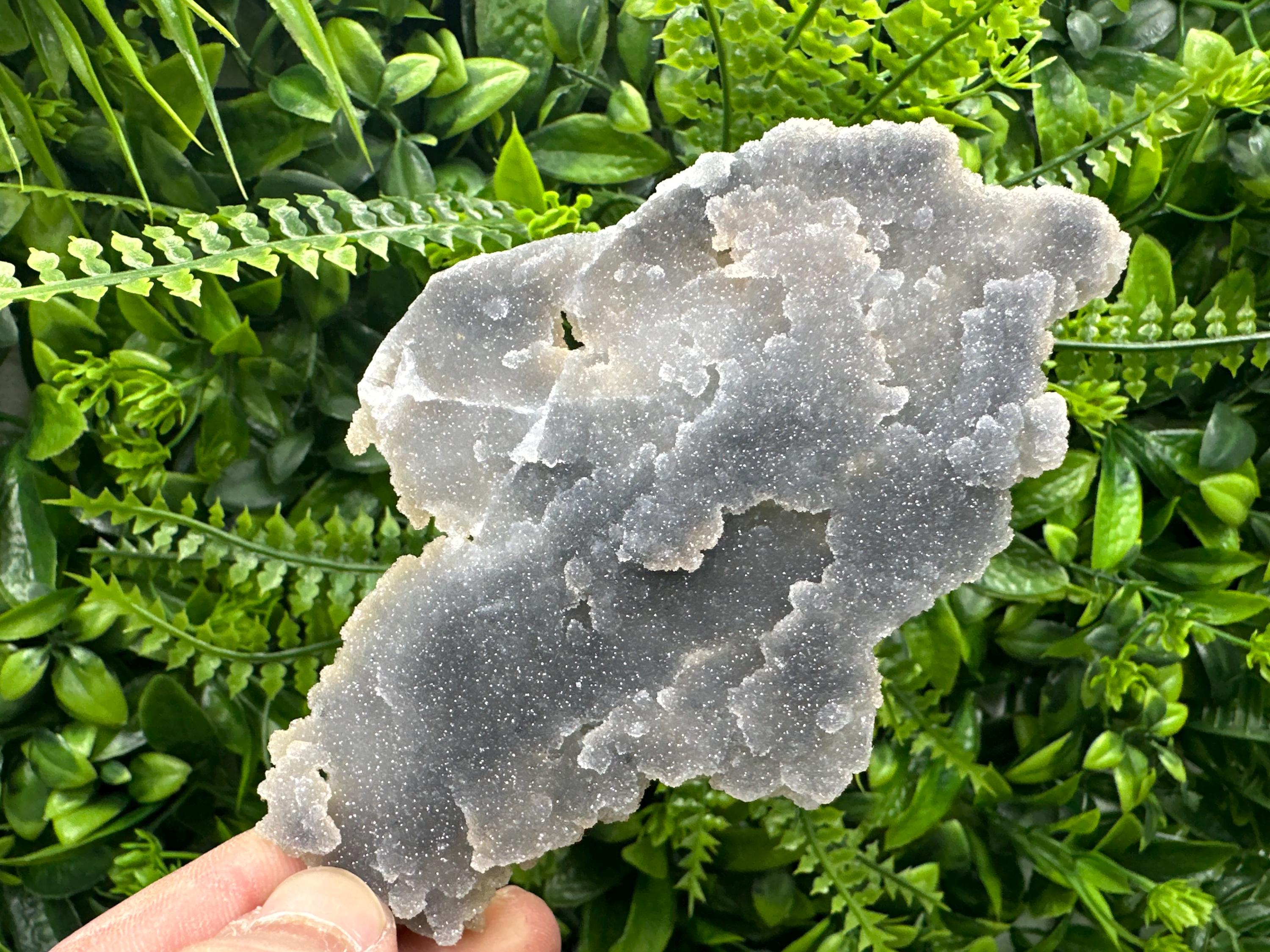 Blue Chalcedony Quartz with Chlorite Inclusions: Bulgaria Crystal Decor Stone
