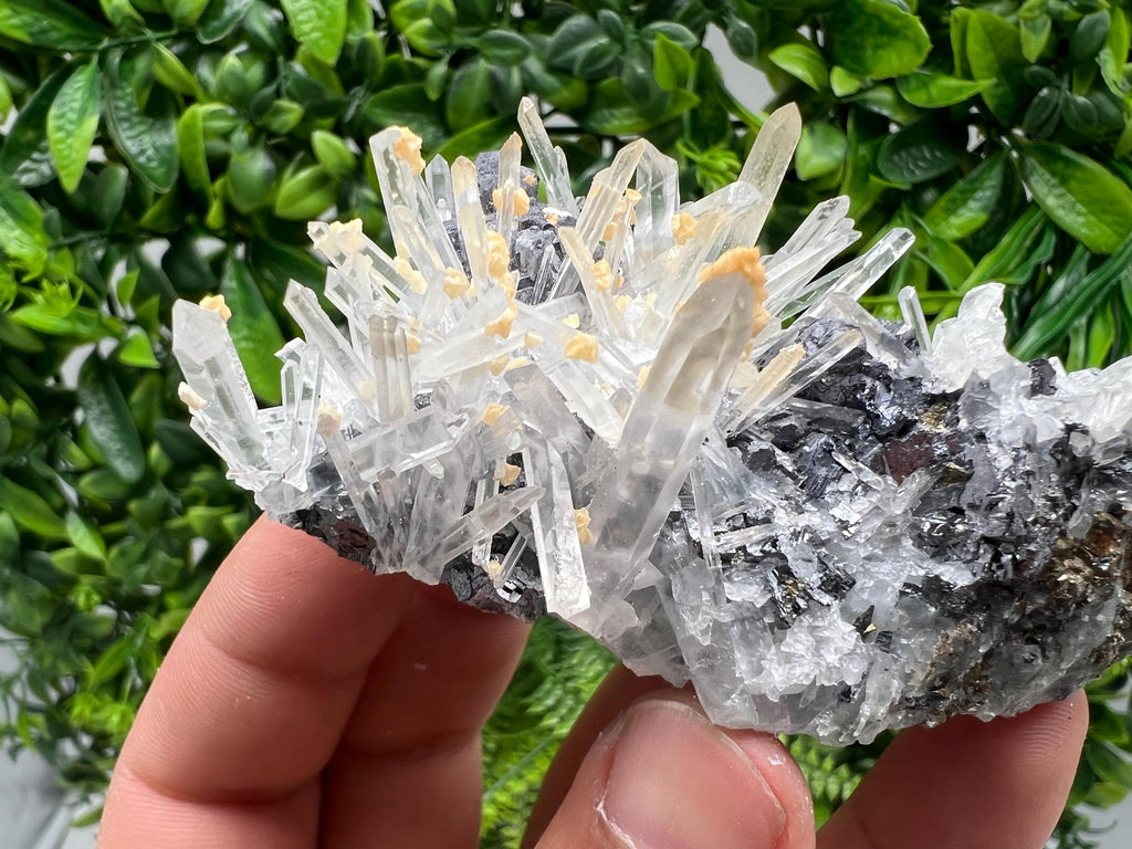Galena Spinel Law on Quartz with Siderite, Krushev Dol, Bulgaria
