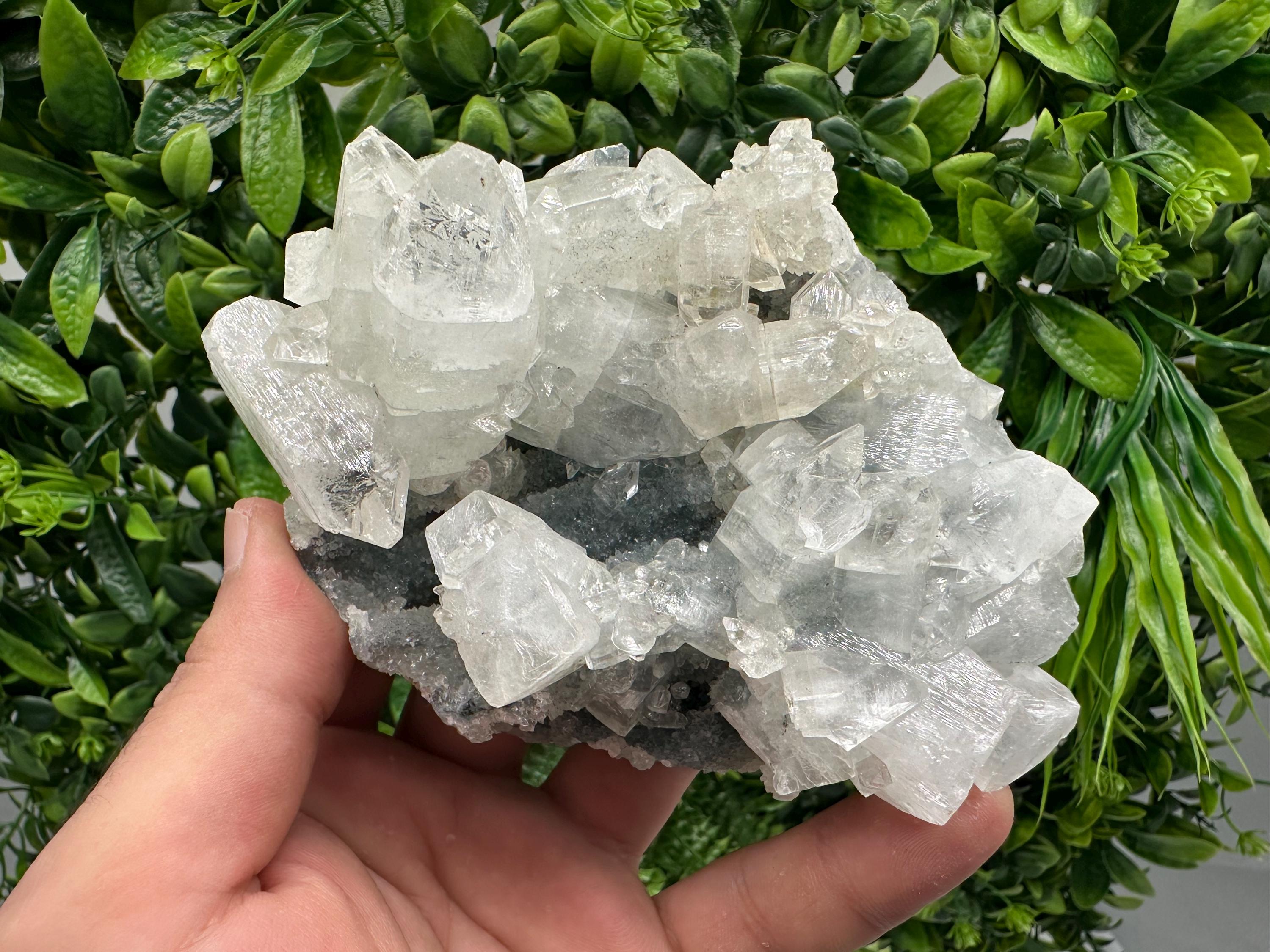 Apophyllite Stilbite on Chalcedony: Natural Mineral Specimen, India
