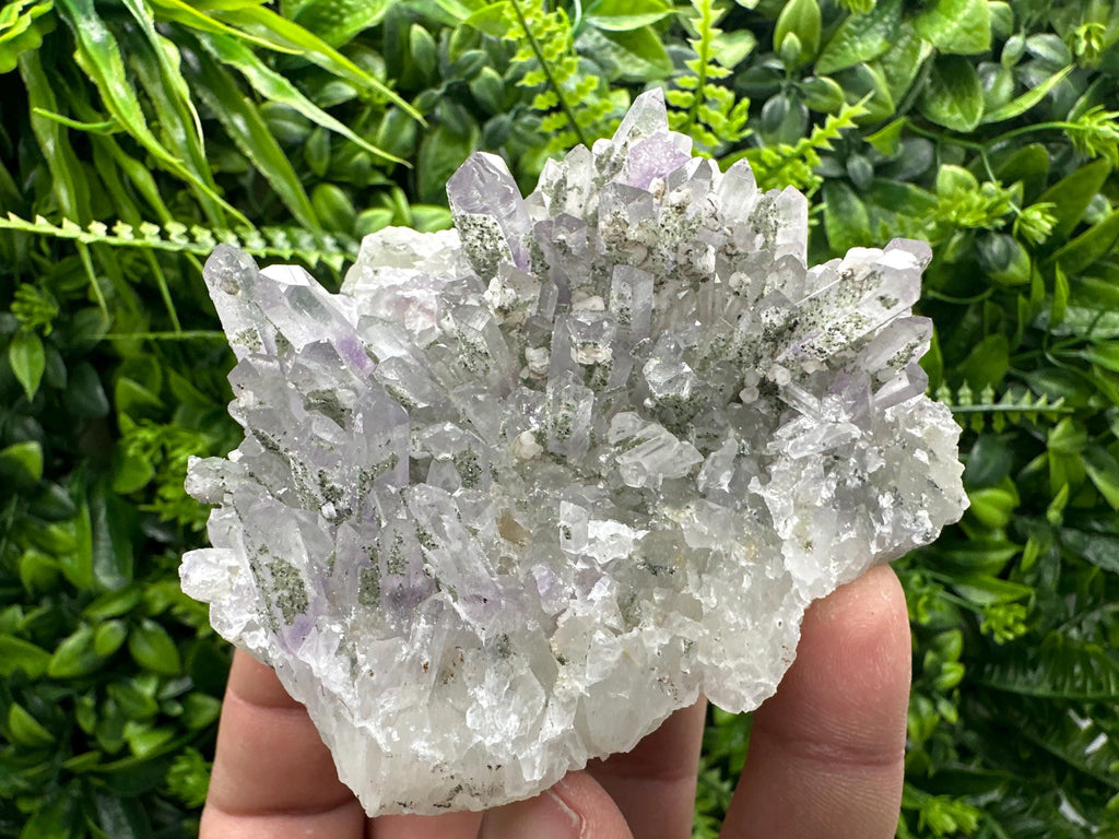 Amethyst Quartz Cluster with Calcite and Chlorite, Bulgaria Mineral Specimen