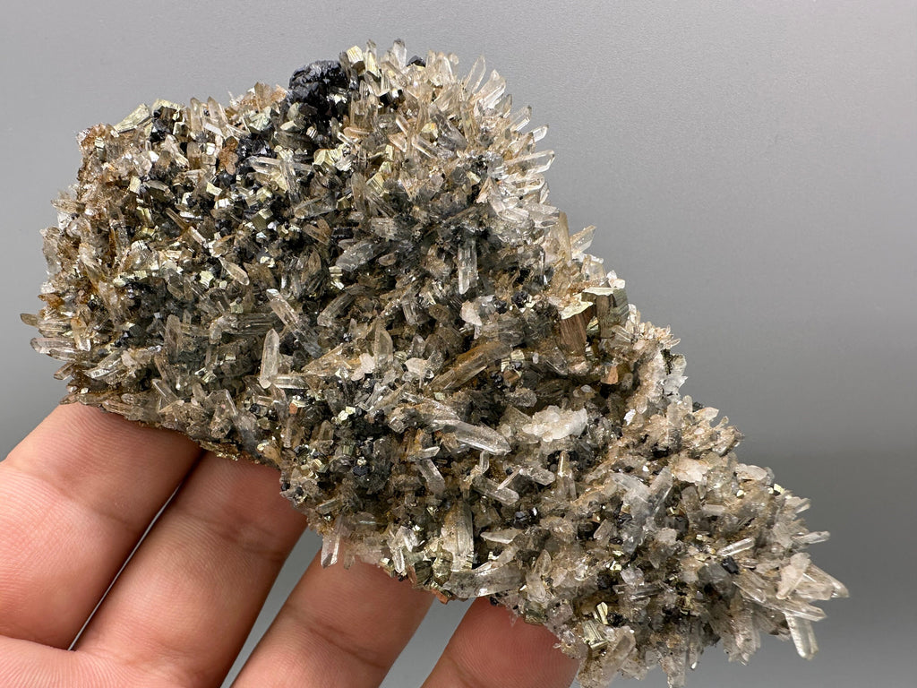 Sphalerite Pyrite on Quartz with Iron Oxide, Bulgaria Mineral Specimen
