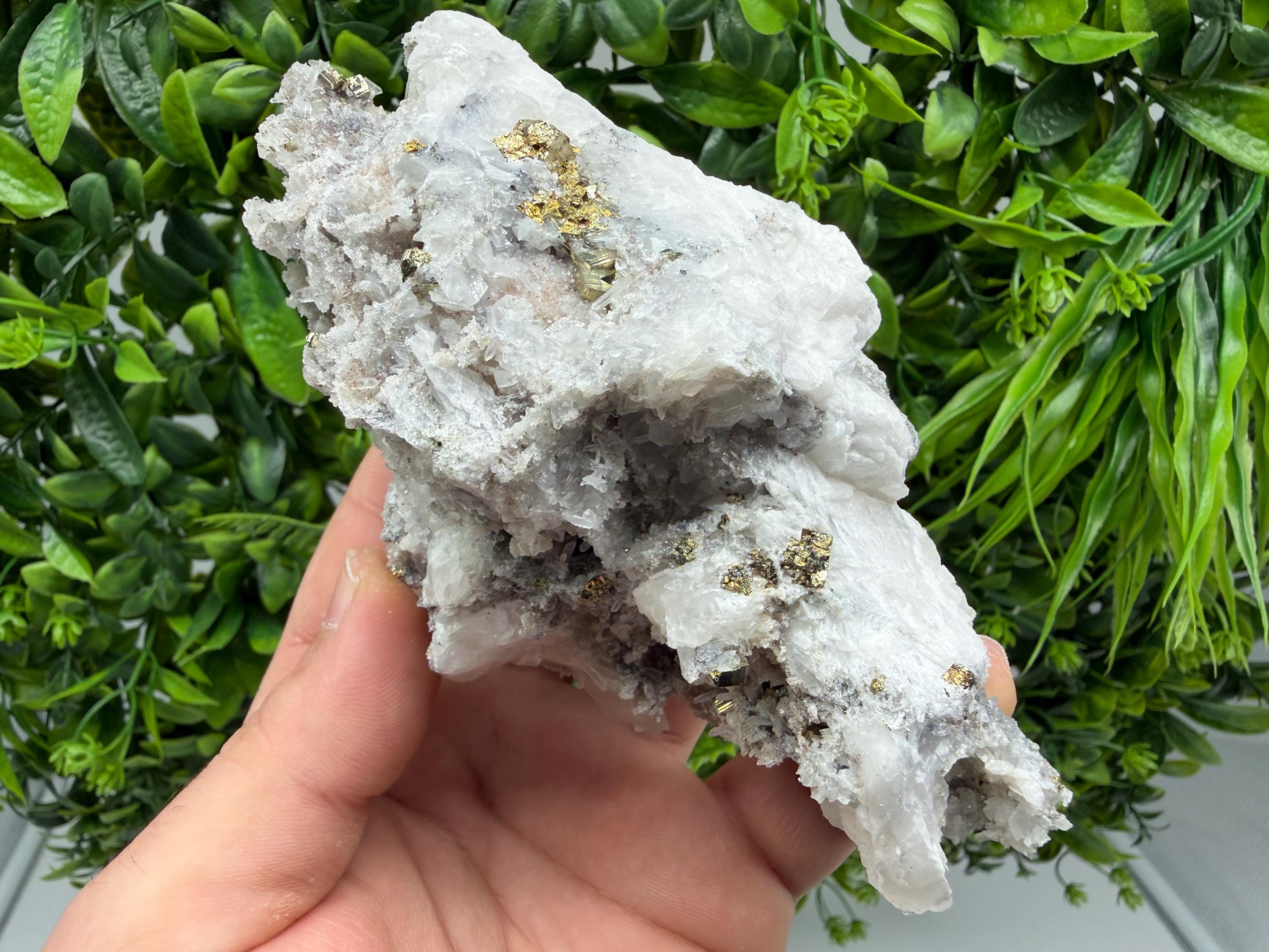 Stunning Pyrite on Quartz,Calcite from Borieva mine,Madan,Bulgaria,natural,collectible mineral specimen,home decor stone,collection crystal