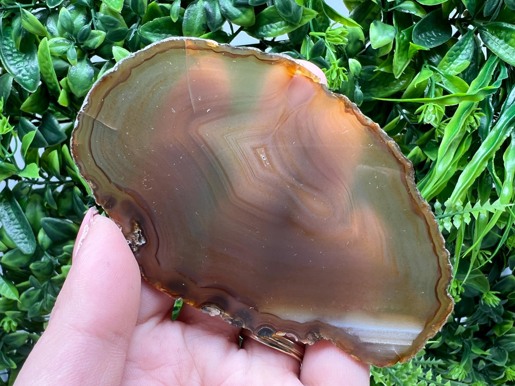 Large Agate Slice: Polished Quartz Crystal Healing Stone, Coaster Ornament