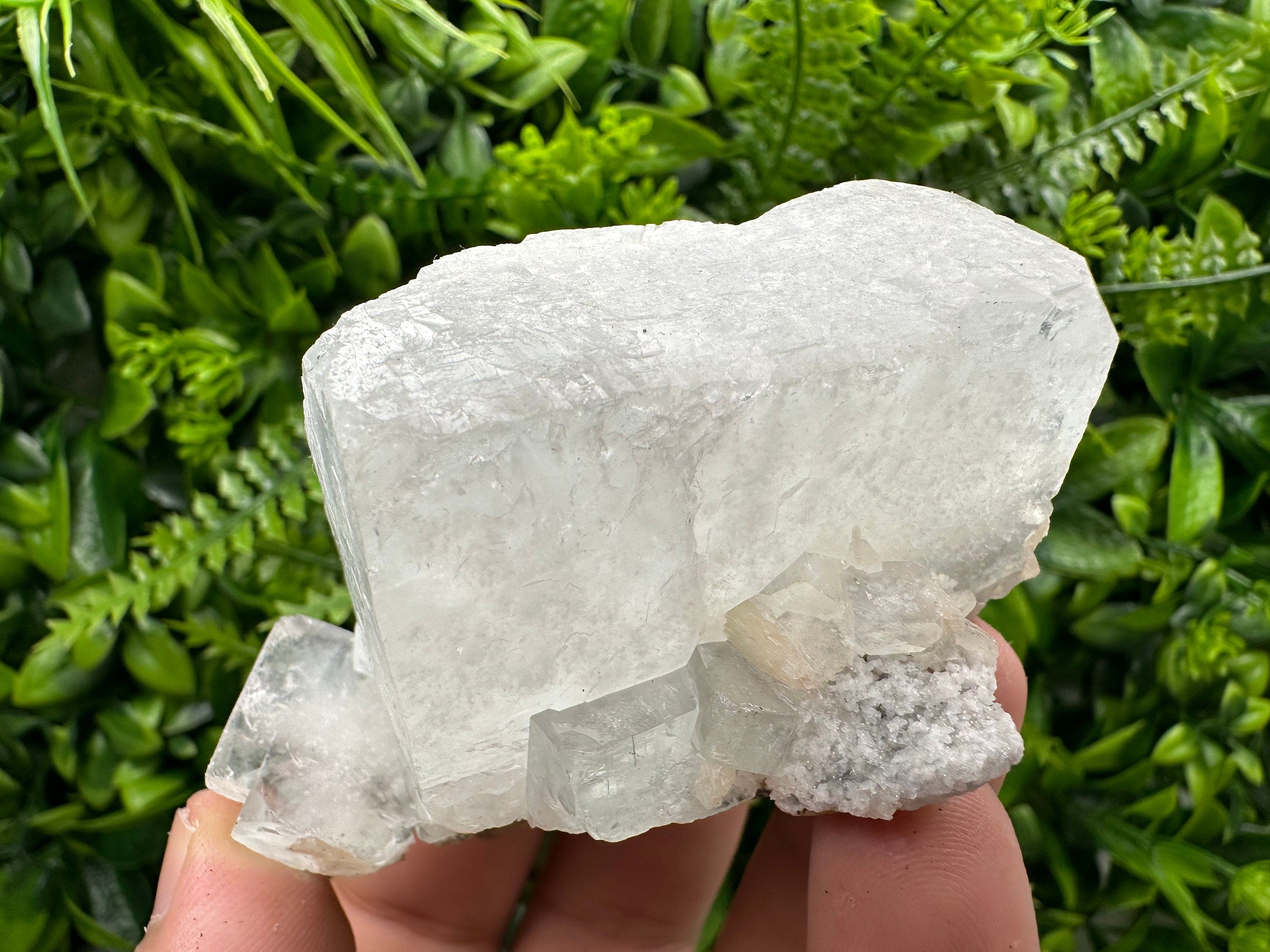 Transparent Apophyllite on Chalcedony, India Minerals Specimen
