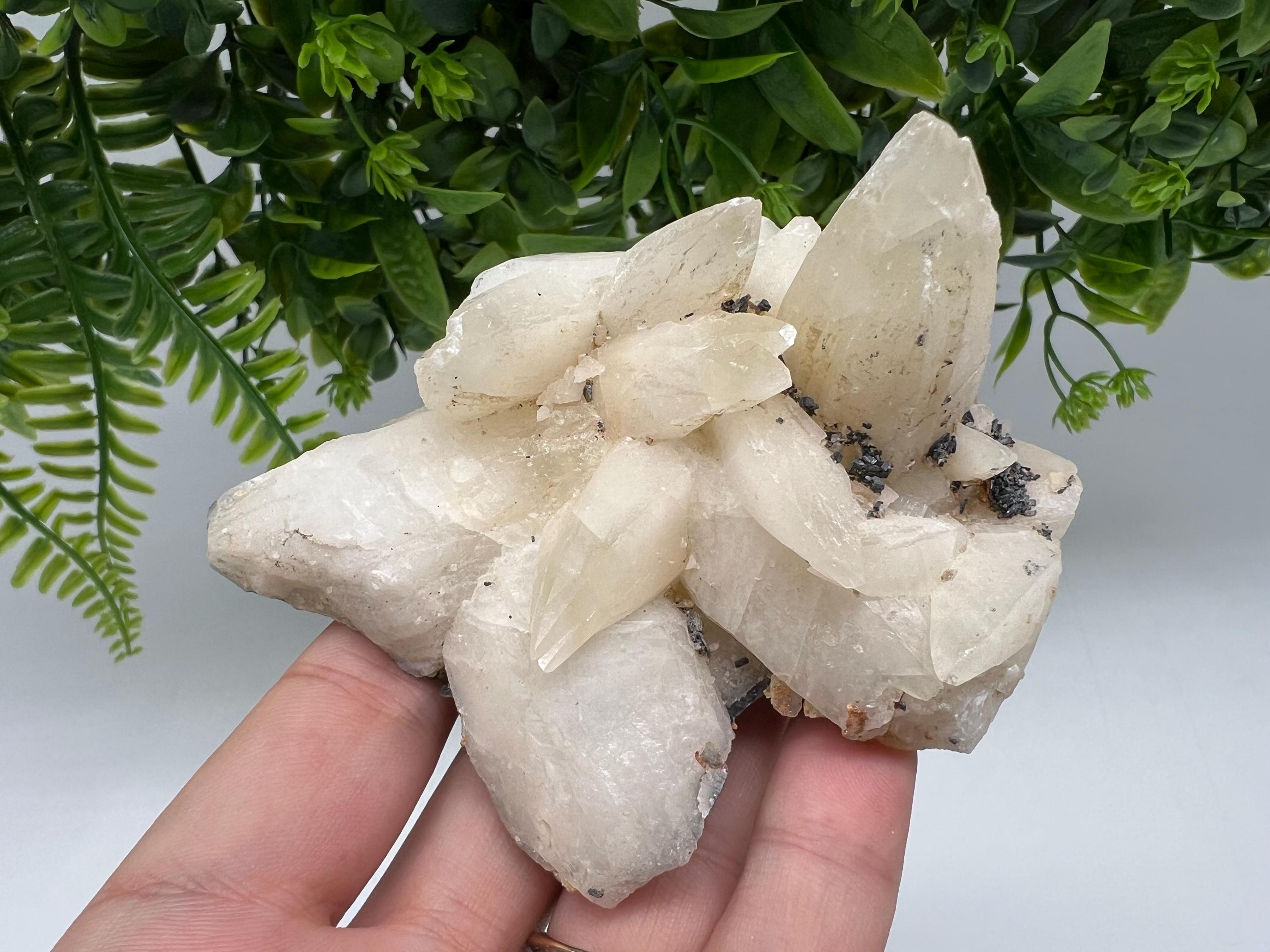 Calcite on Green Quartz: Rare Healing Crystal from Bulgaria