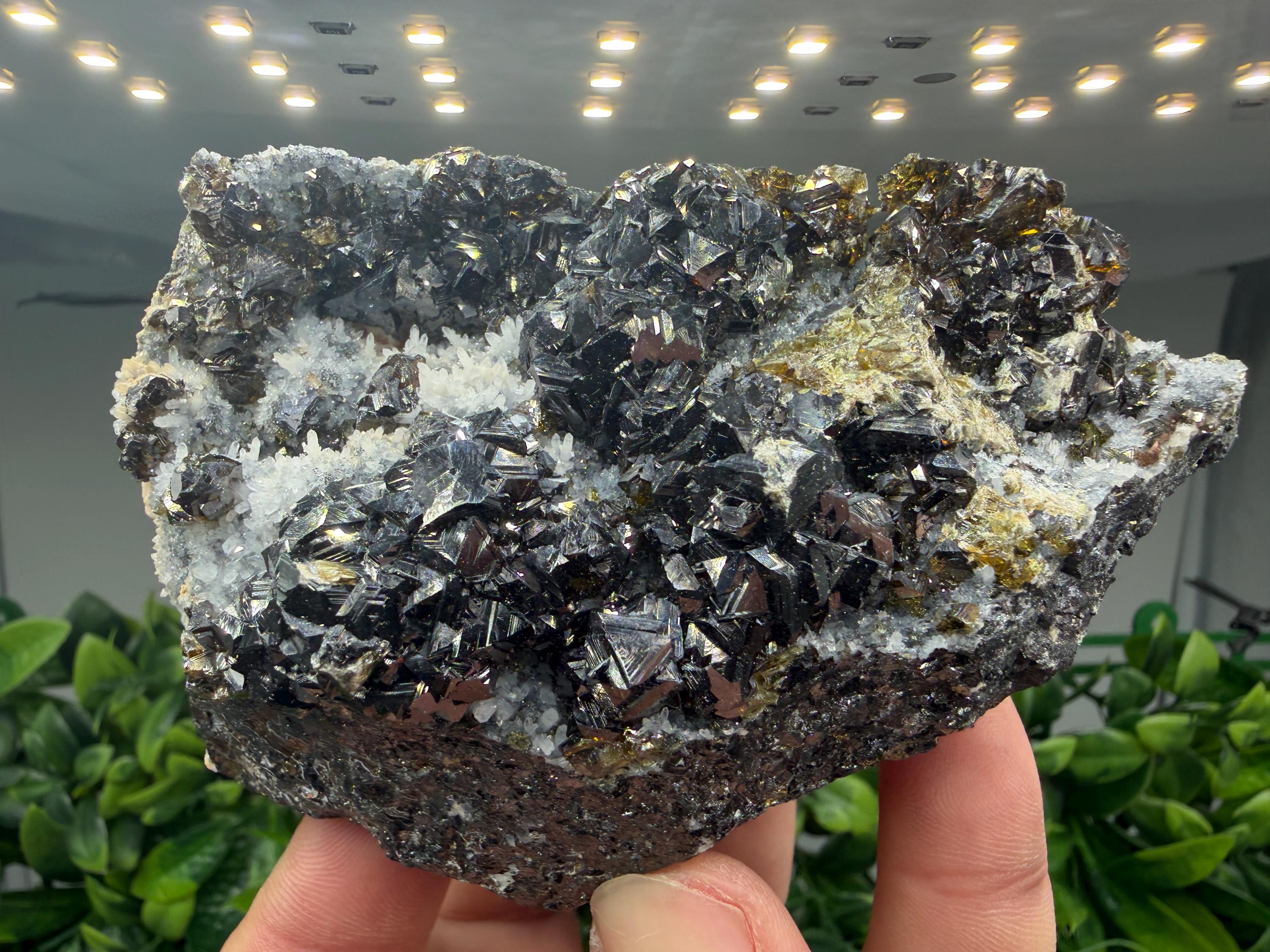 Sphalerite Cleiopfane on Quartz Mineral Specimen, Krushev Dol Mine, Bulgaria Home Decor Stone