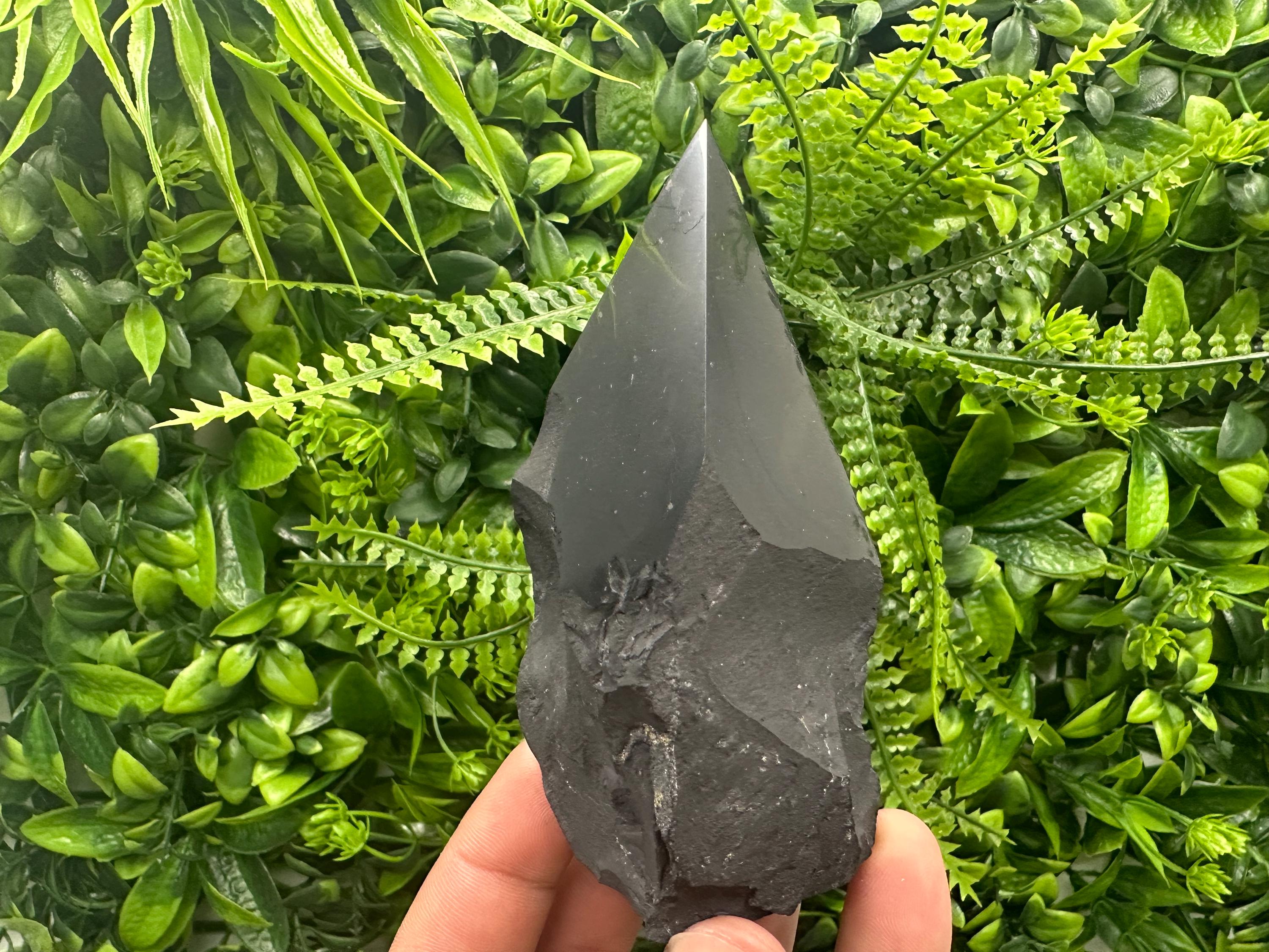 10cm Polished Shungite Crystal: EMF Protection Stone