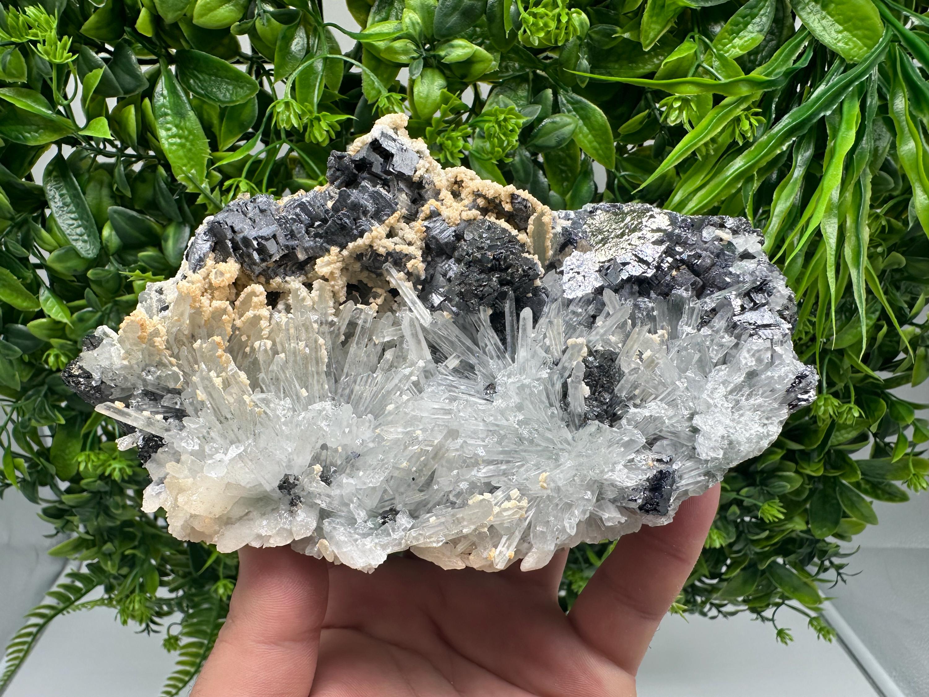 Galena Spinel Law on Quartz with Siderite, Krushev dol Mine, Bulgaria