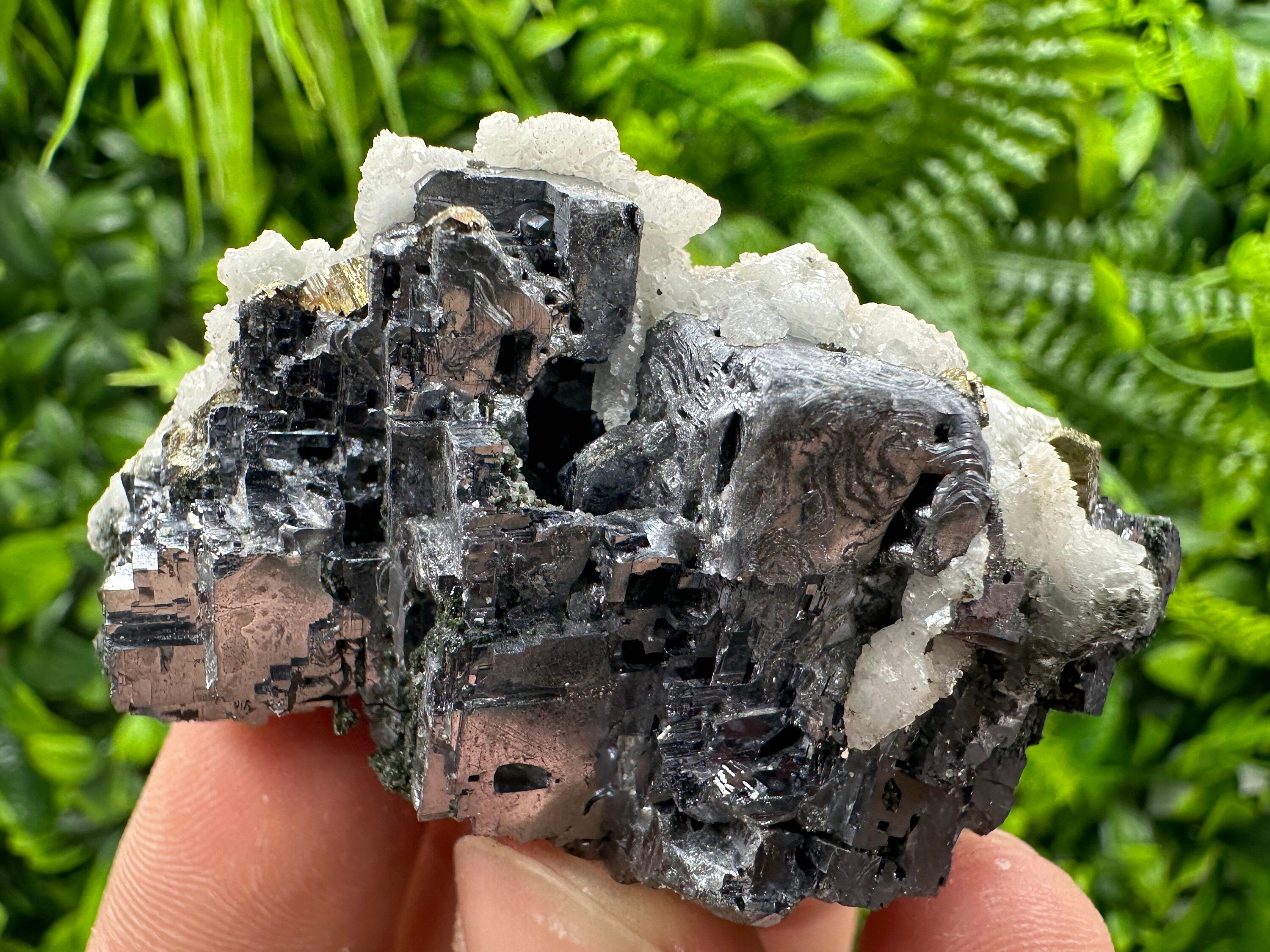 Skeletal Galena, Pyrite, and Calcite Mineral Specimen, Bulgaria