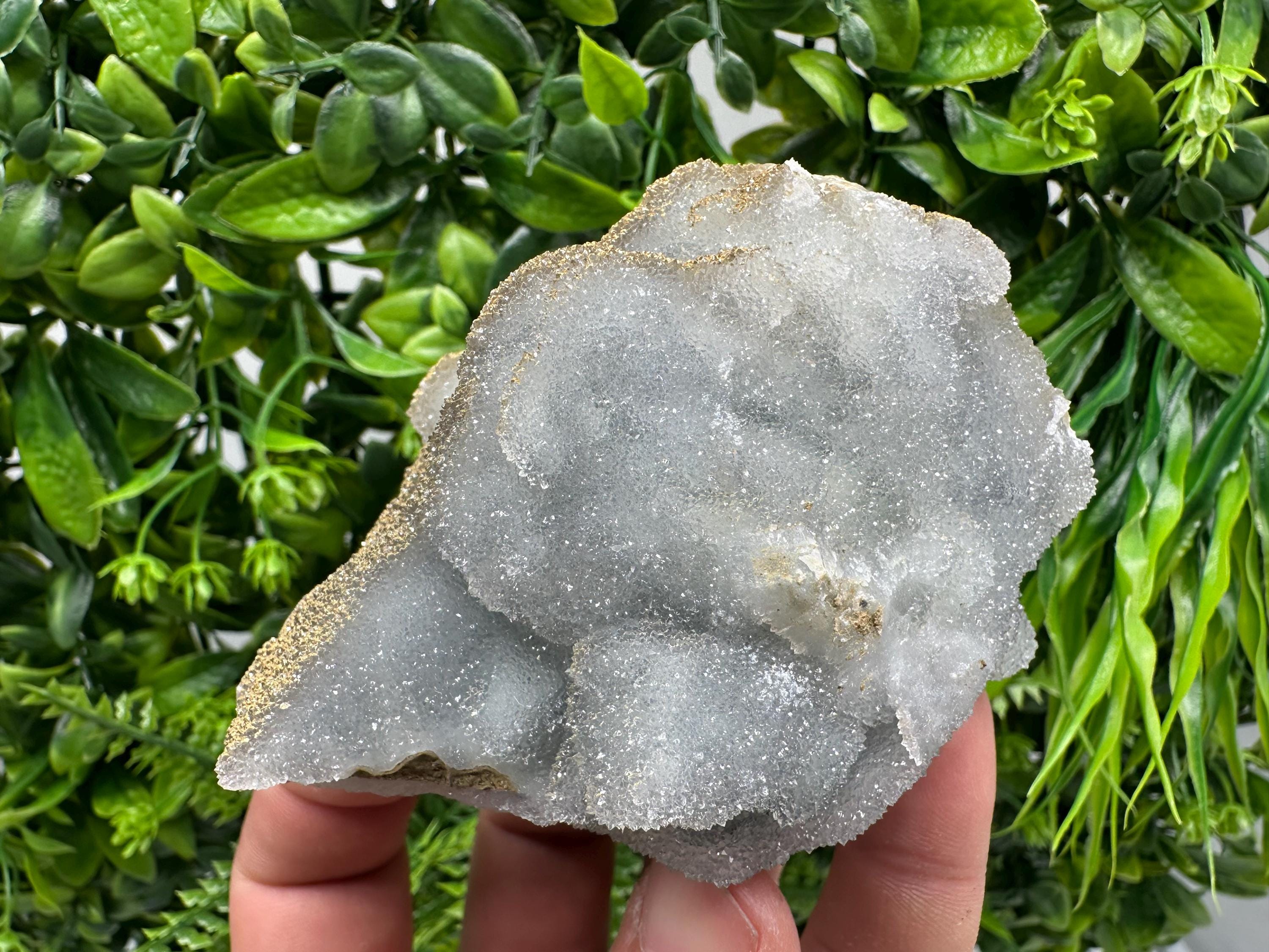Blue Chalcedony Quartz with Chlorite Inclusions: Bulgarian Crystal Decor