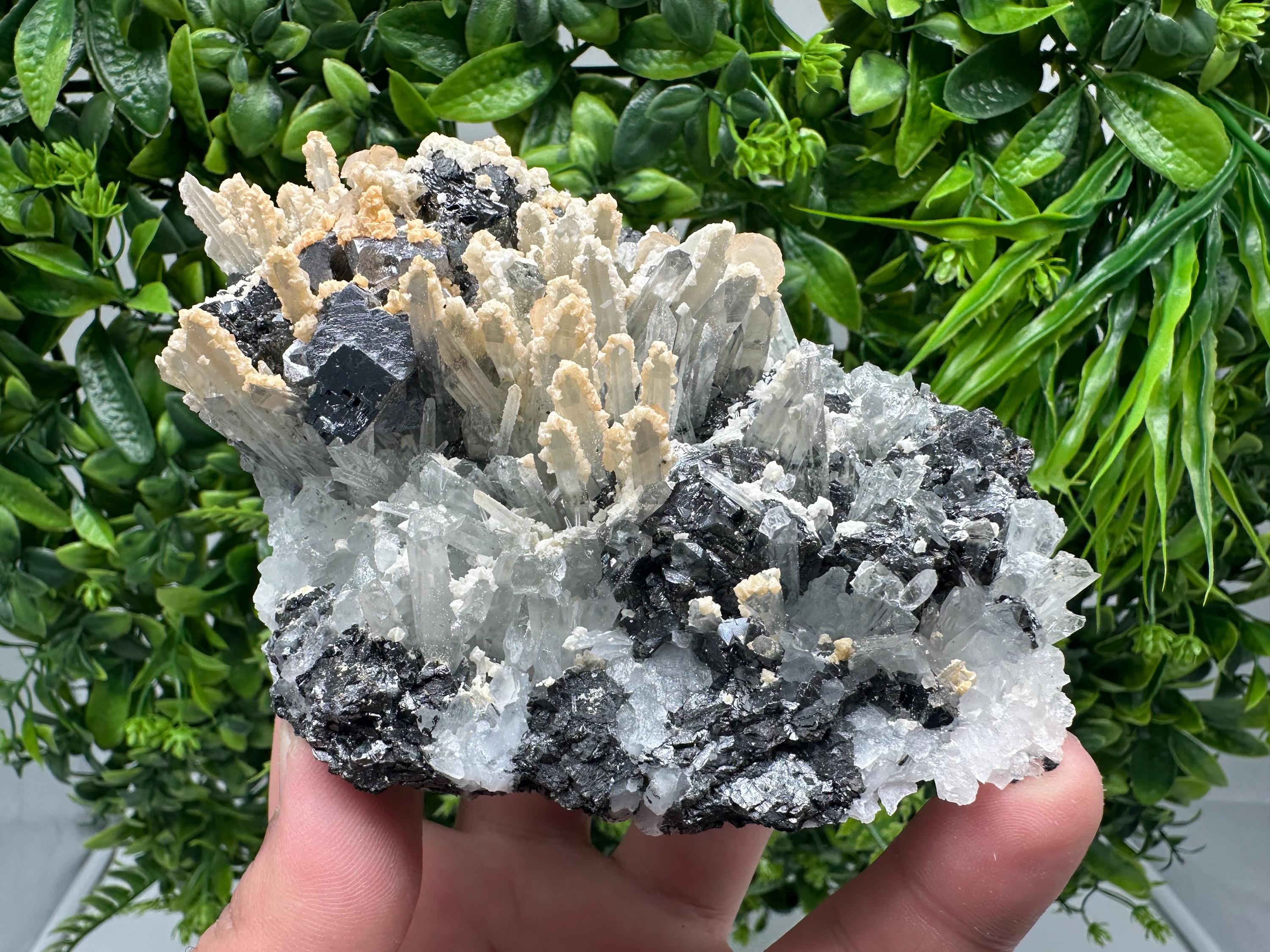 Amazing Galena spinel law on Quartz whit Siderite,from Krushev dol mine,Bulgaria,natural,collection mineral specimen,home decor crystal,souv