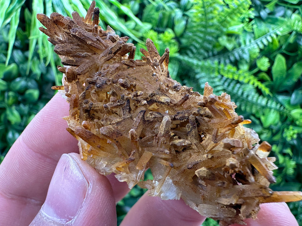 Iron Oxide Limonite Coated Quartz Crystal, Natural Mineral Specimen