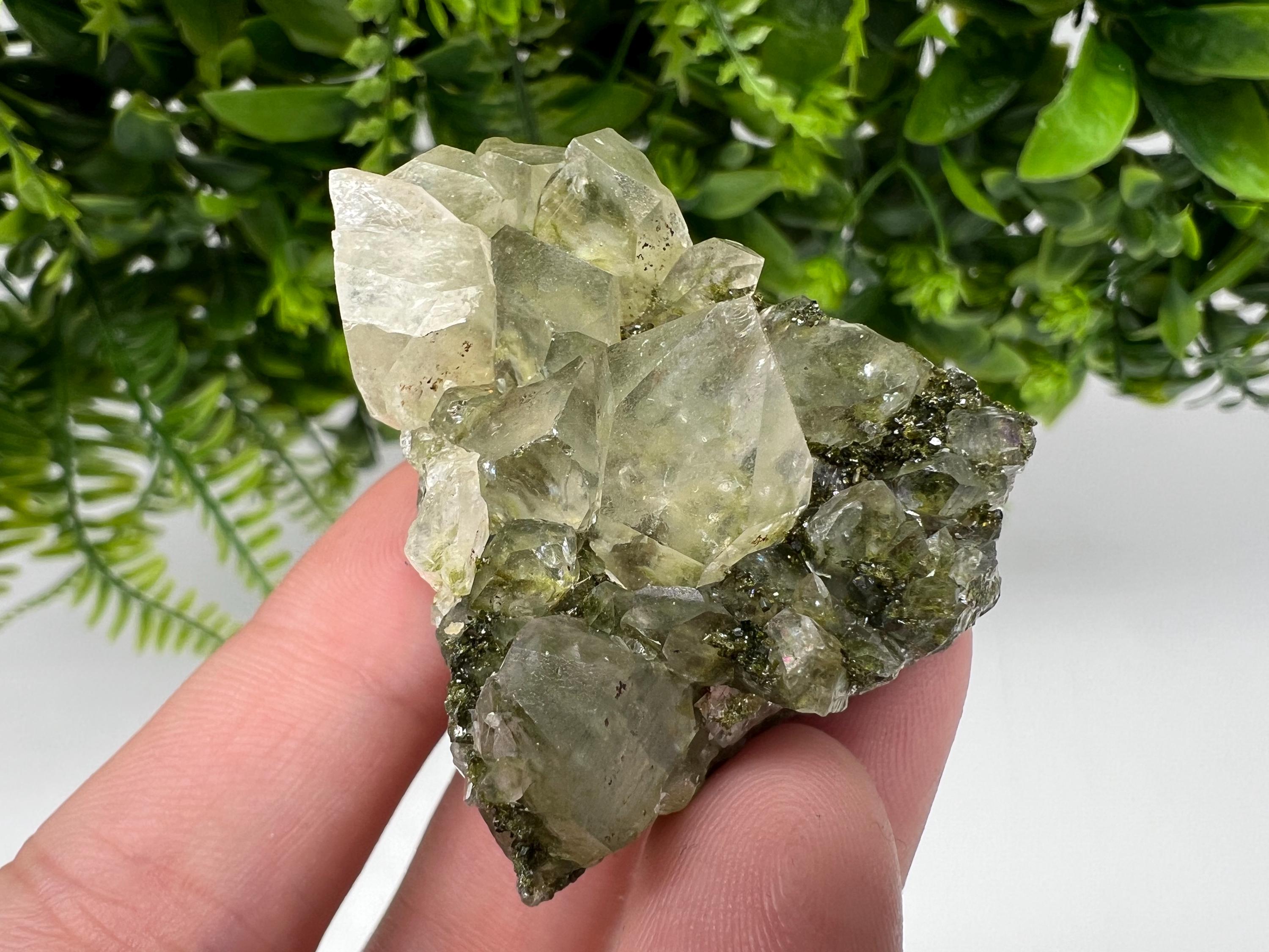 Sparkly Green Epidote with Quartz Crystals, Eastern Anatolian Mineral Decor