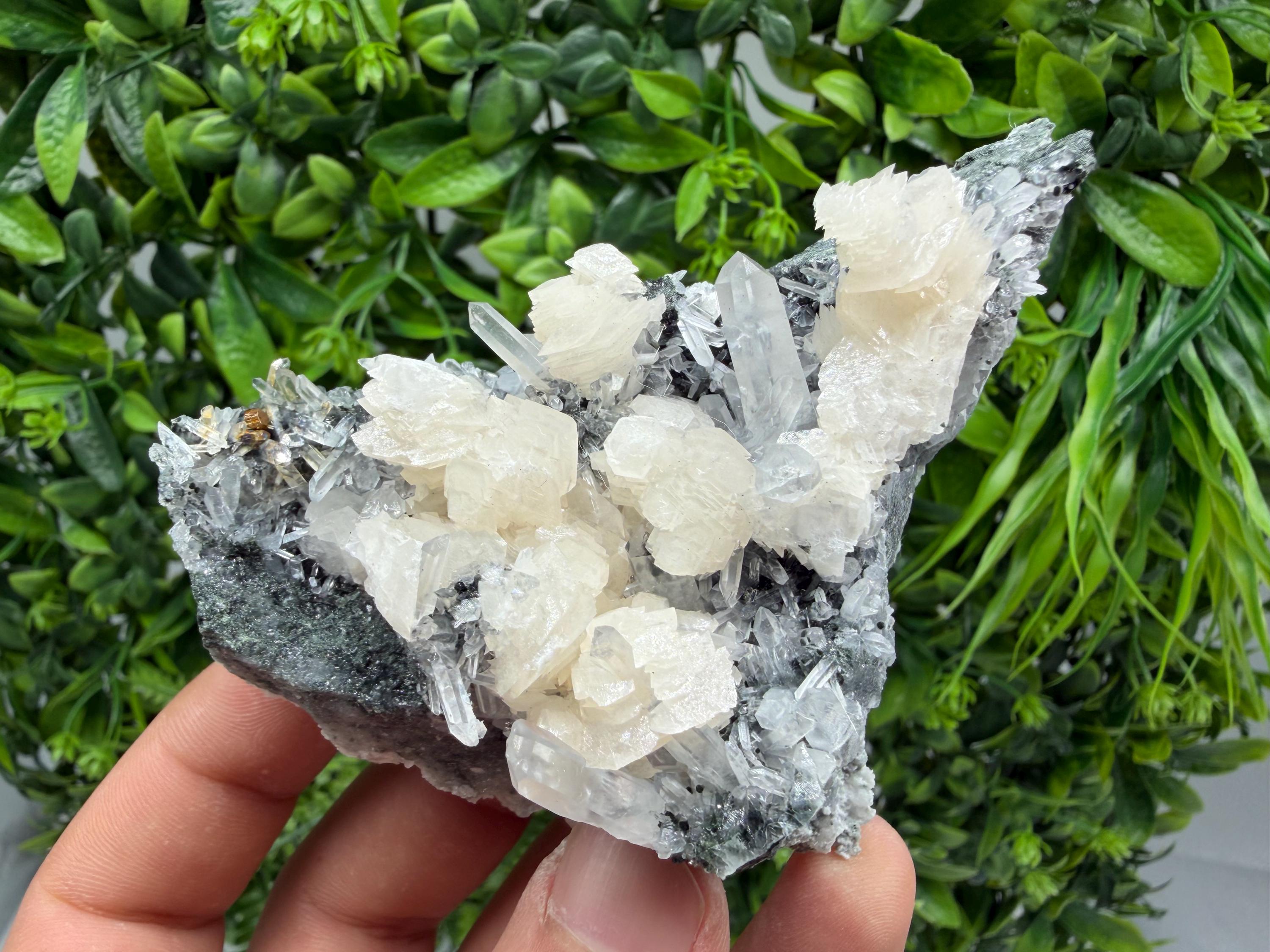 White Calcite Quartz Cluster Mineral Specimen, Krushev Dol Mine, Bulgaria Collection
