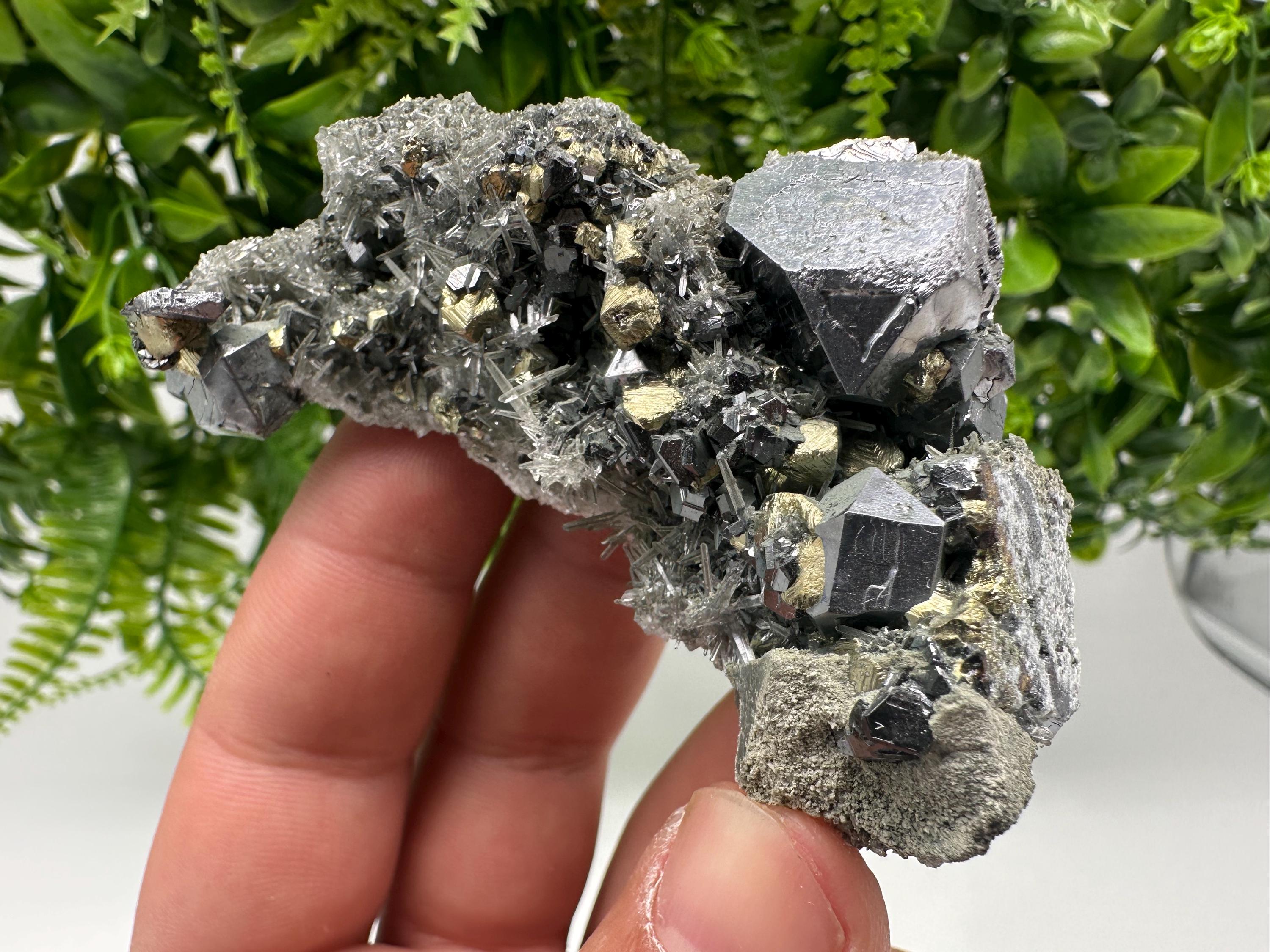 Wonderful shiny Galena,Chalcopyrite,Sphalerite from Vurba mine section Batantci natural minerals souvenir crystal gift home decor,collection