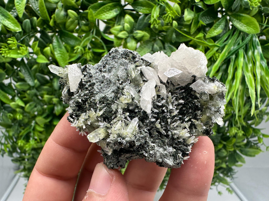 Quartz with Calcite and Chlorite: Borieva Mine Crystal, Bulgaria