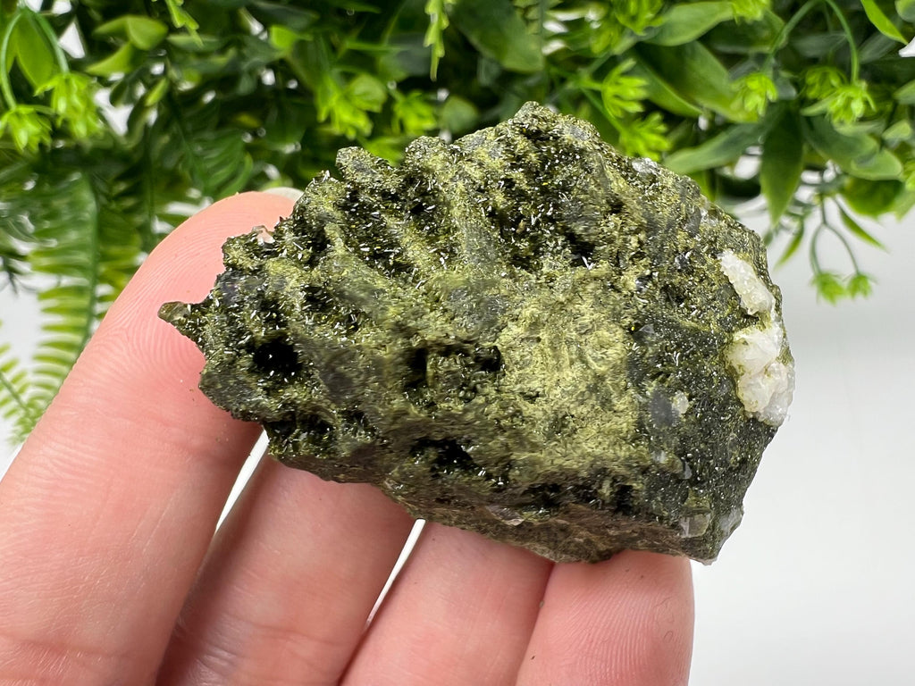 Green Epidote with Quartz Crystals - Extremely Sparkly with Rainbows,souvenirs collection stone,gift,decor, Eastern Anatolian, Turkey