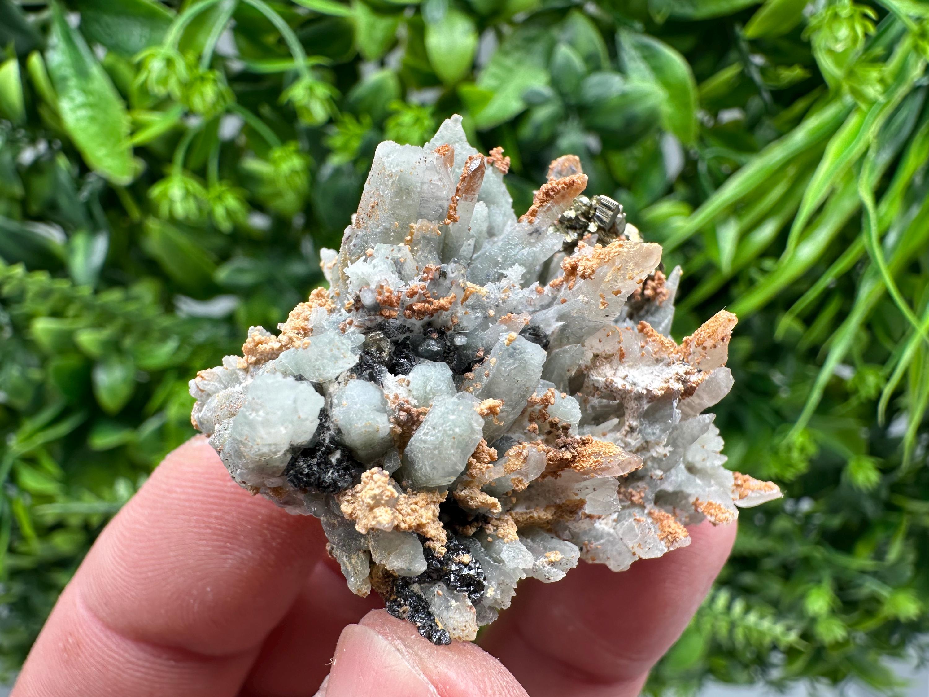 Sphalerite on Green Quartz, Borieva Mine Mineral Specimen