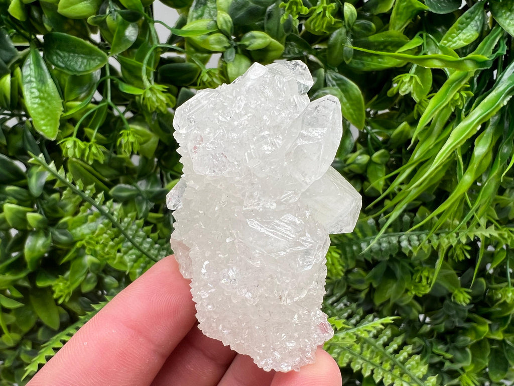 Transparent Apophyllite on Chalcedony, Natural Crystal Specimen, India Minerals