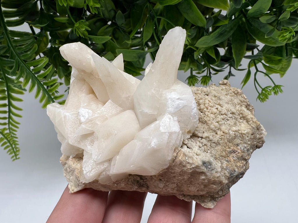 Calcite on Green Quartz: Djurcovo Mine, Bulgaria Healing Crystal