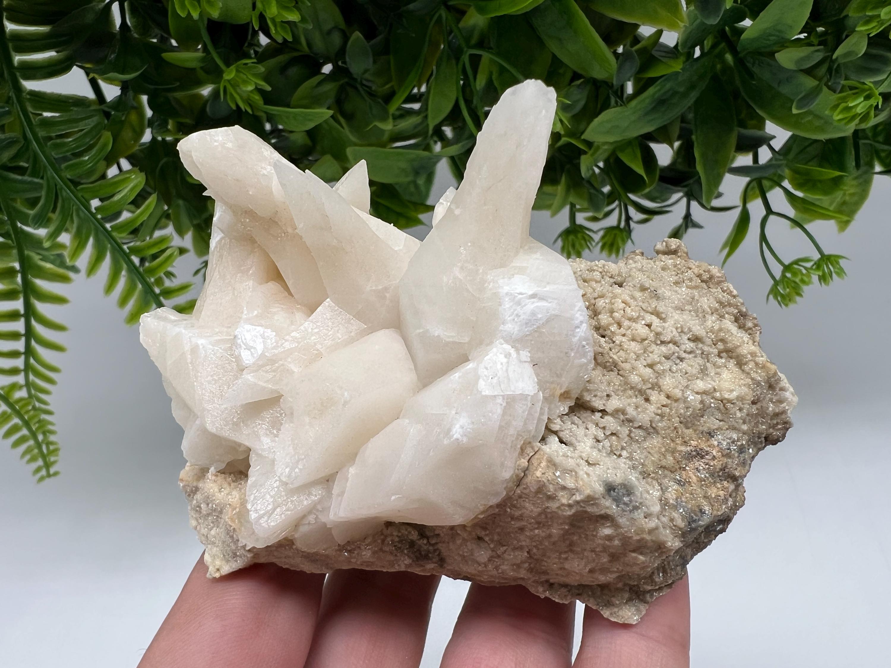 Calcite on Green Quartz: Djurcovo Mine, Bulgaria Healing Crystal