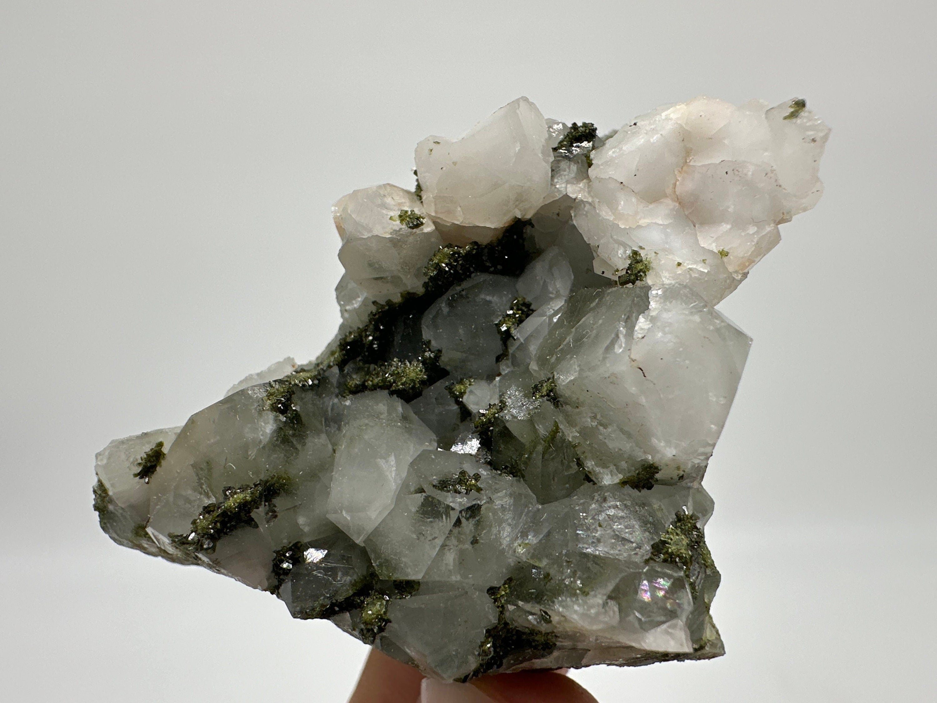 Rainbow Epidote with Quartz, Hakkari Turkey Mineral Specimen (5.5/5.5/3cm)