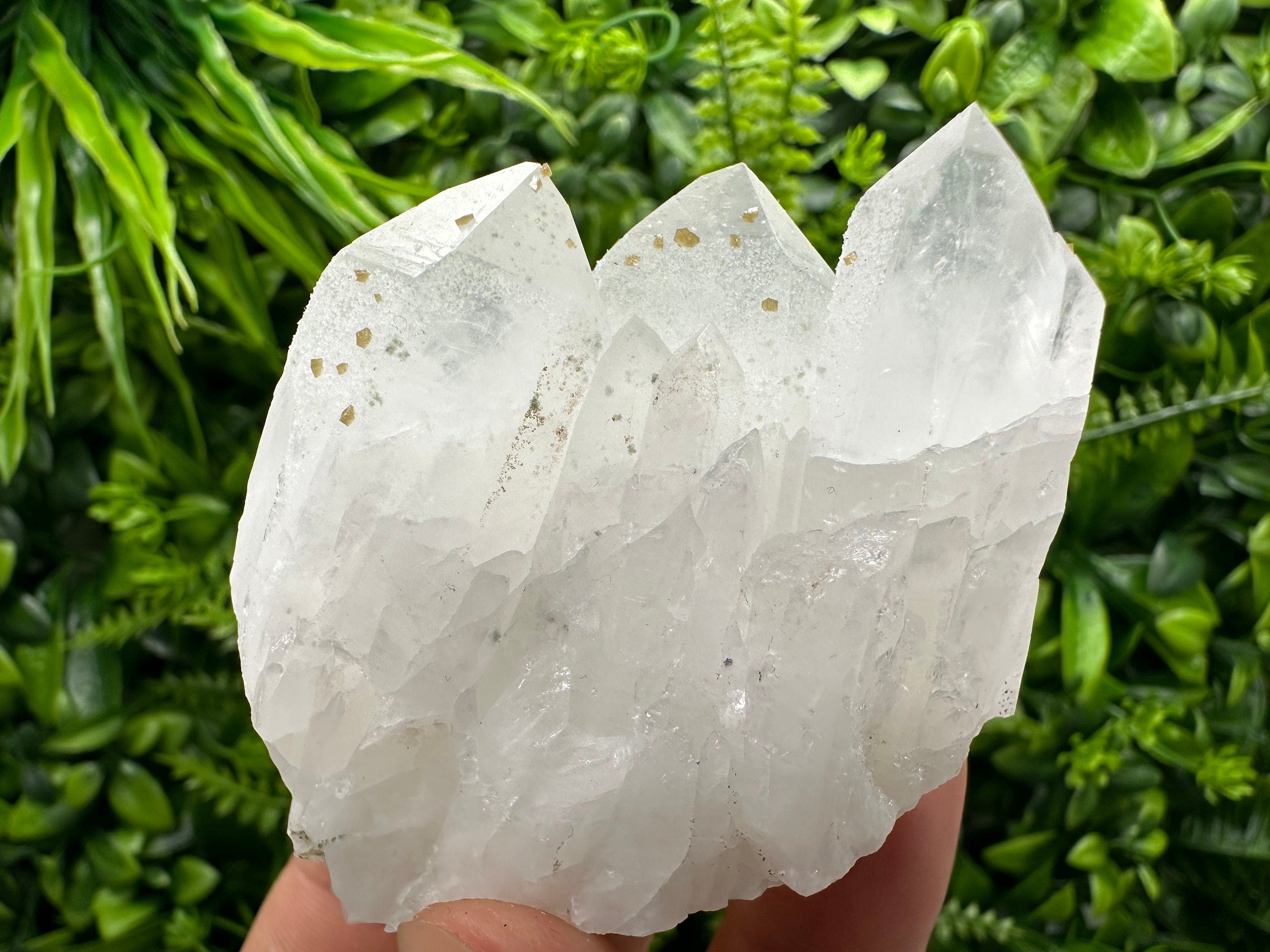 Quartz Cluster with Rhodochrosite and Chlorite Inclusions