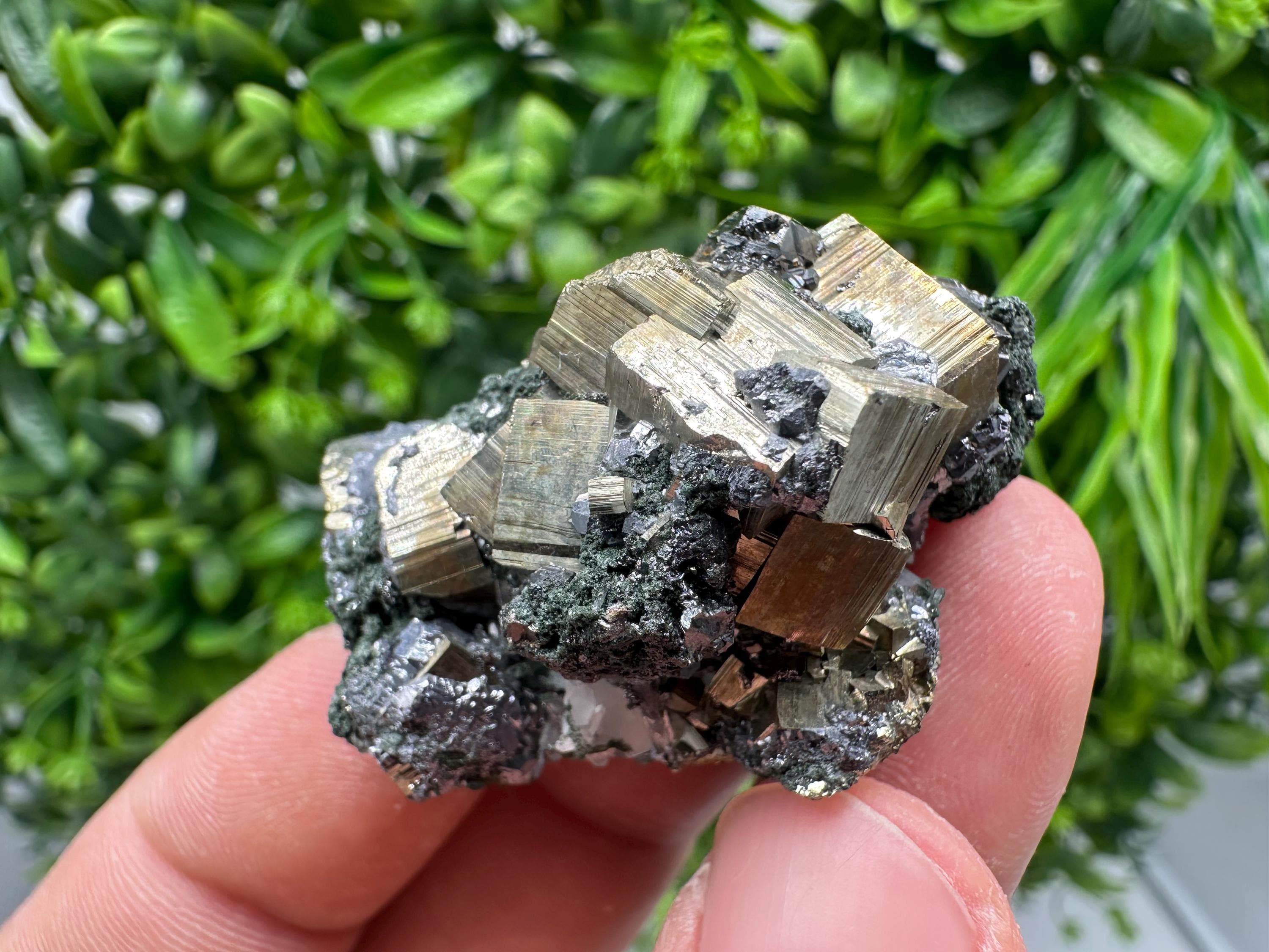 Rainbow Pyrite Siderite Mineral Specimen: Madan Bulgaria Collectible