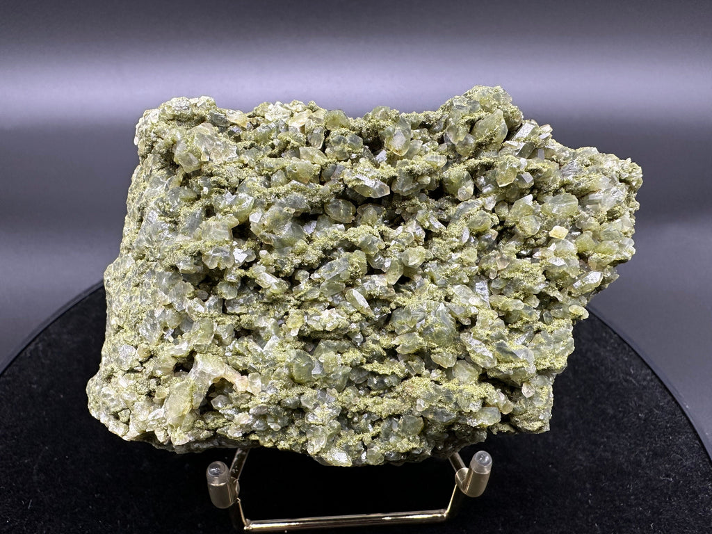 Rare Green Epidote with Quartz Crystals: Sparkly Rainbow Mineral Decor