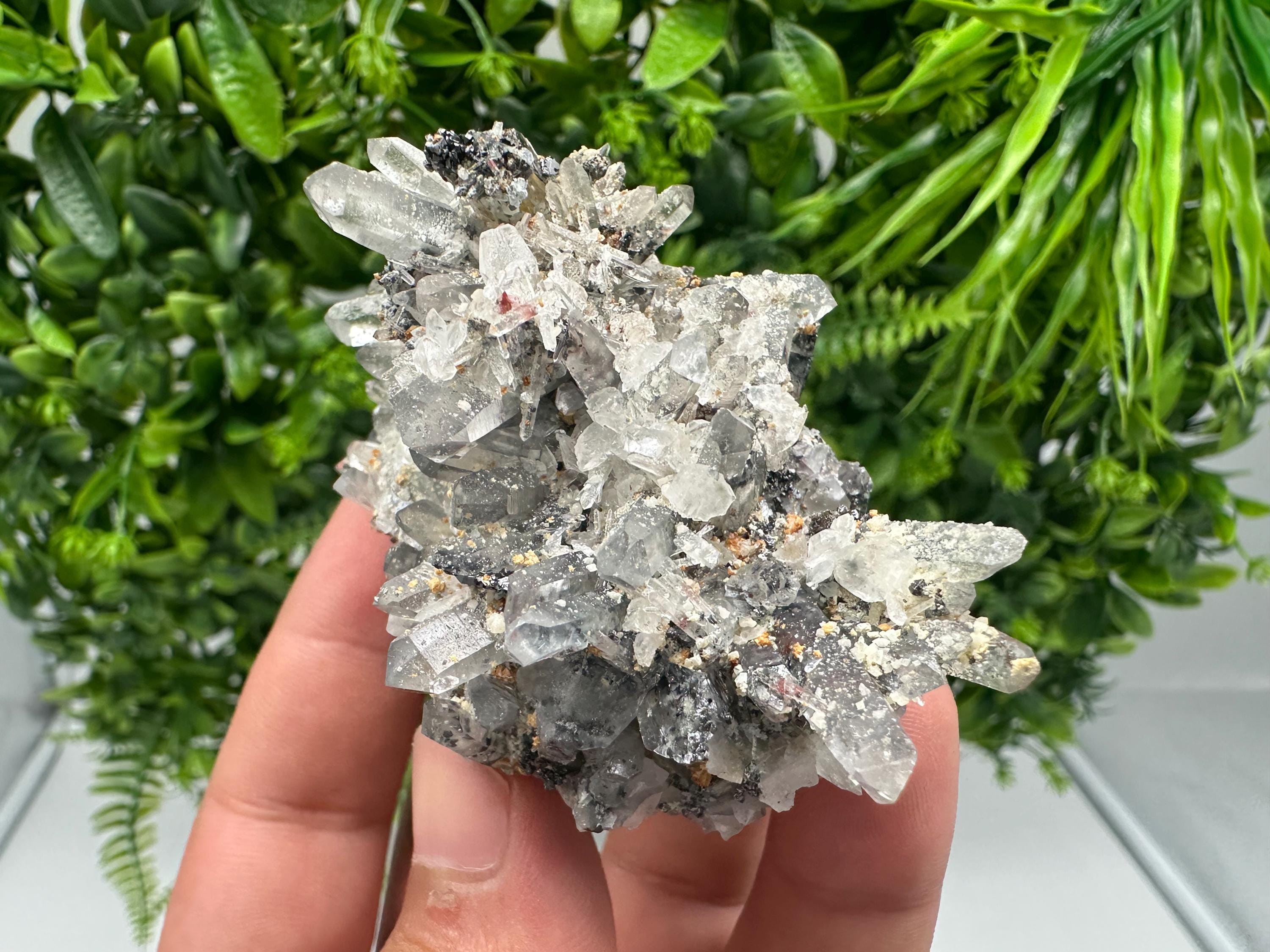 Quartz Siderite Galena Hematite Mineral Specimen, Home Decor Crystal