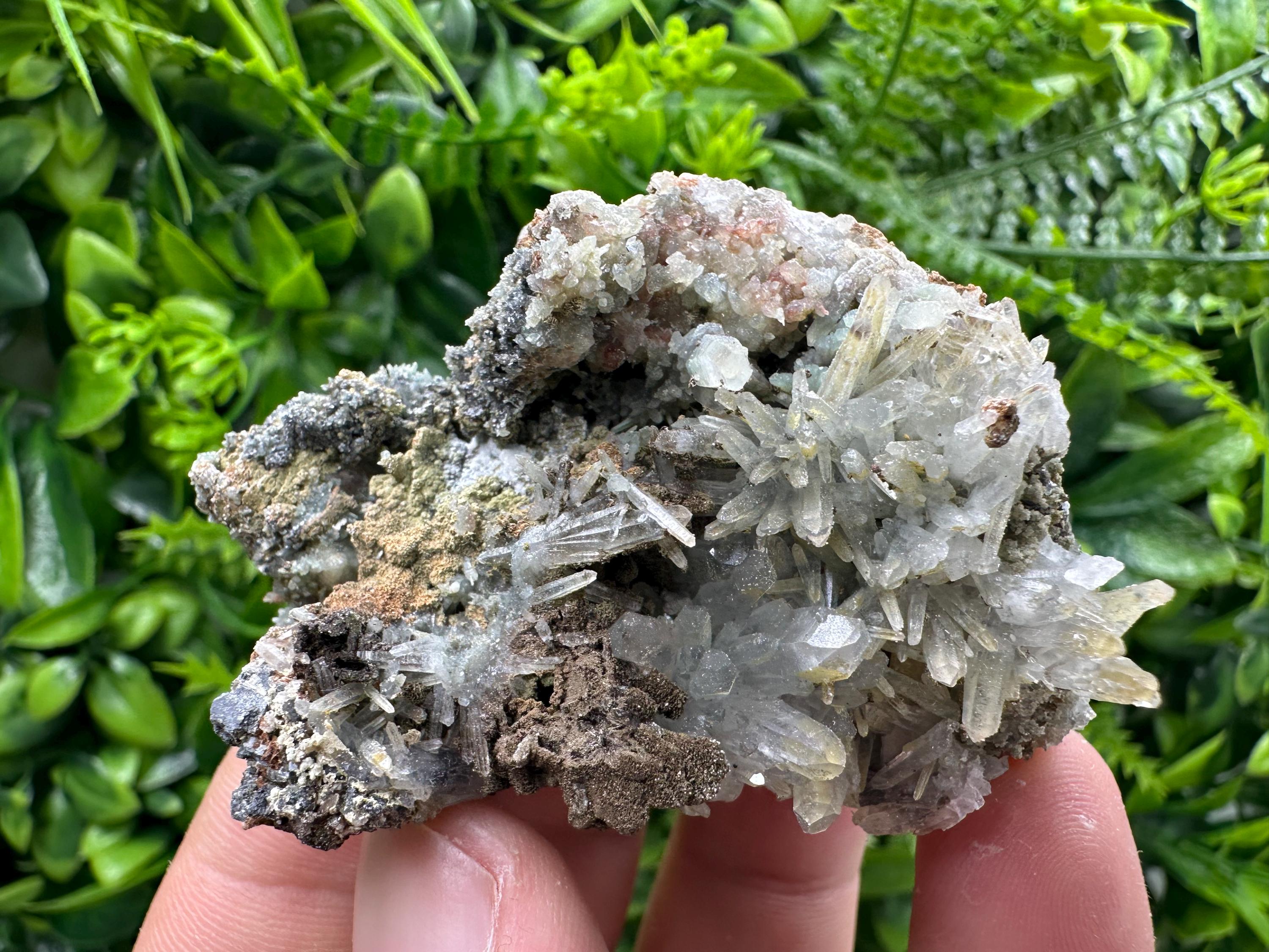 Quartz with Hematite, Chlorite, and Dolomite, Bulgaria Crystal Stone