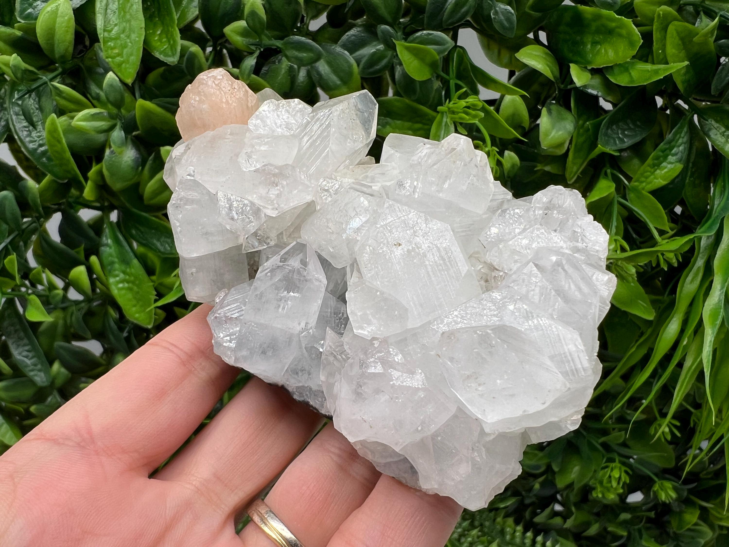Apophyllite Stilbite on Chalcedony: Natural Mineral Specimen, India