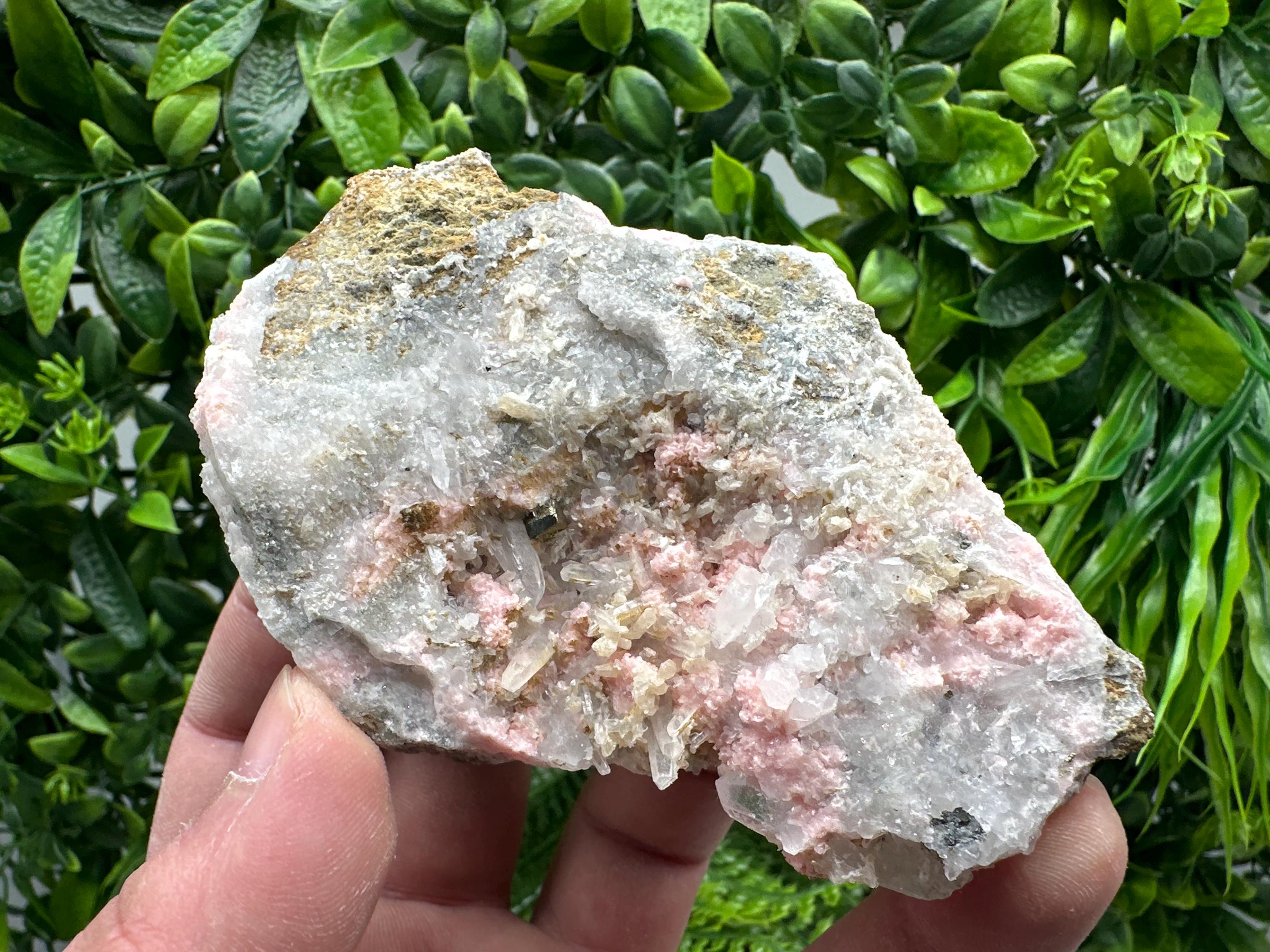 Rhodochrosite on Quartz, Starnica Mine, Bulgaria