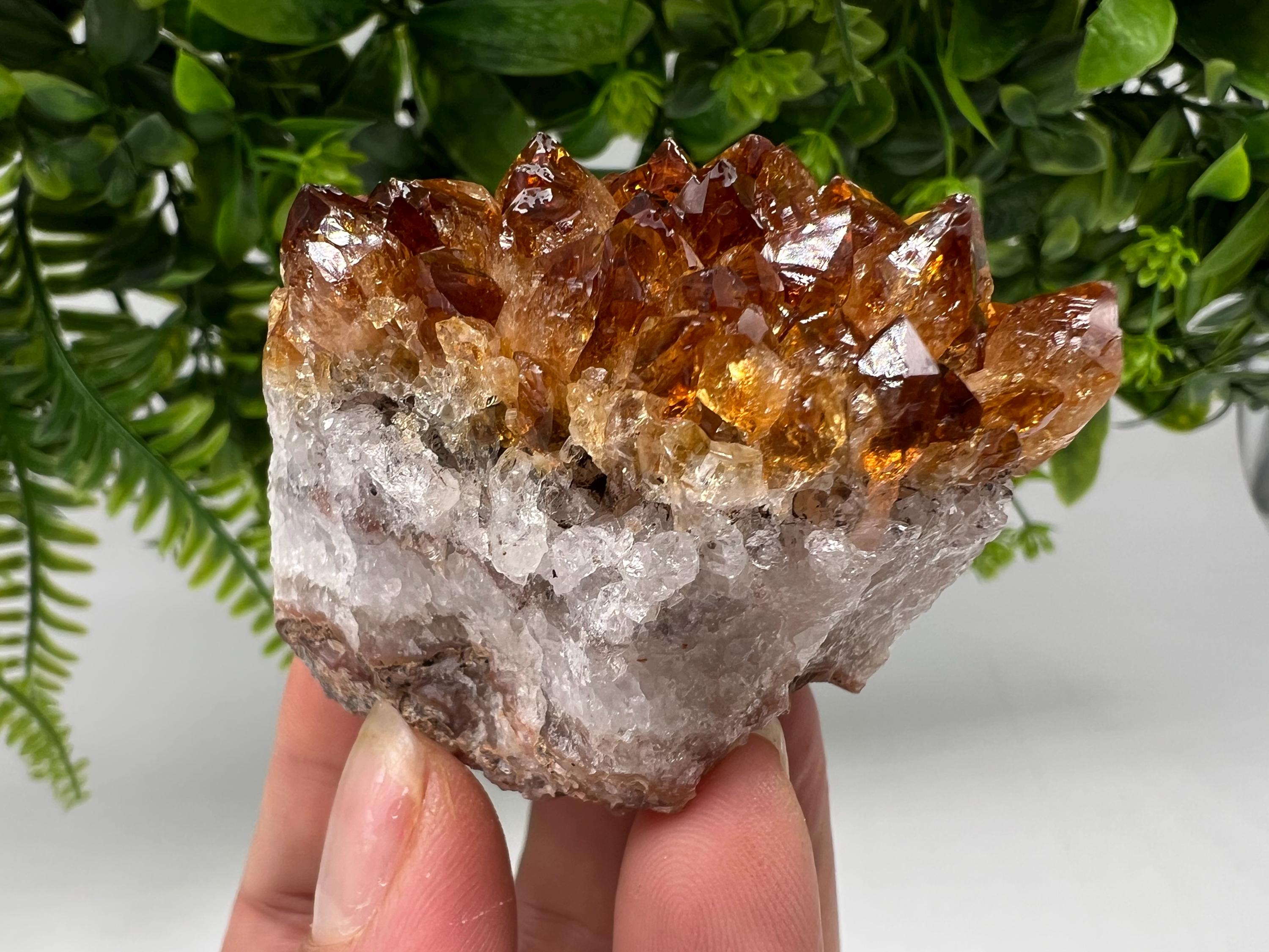Citrine Crystal with Hematite Inclusions: Natural Phantom Cluster