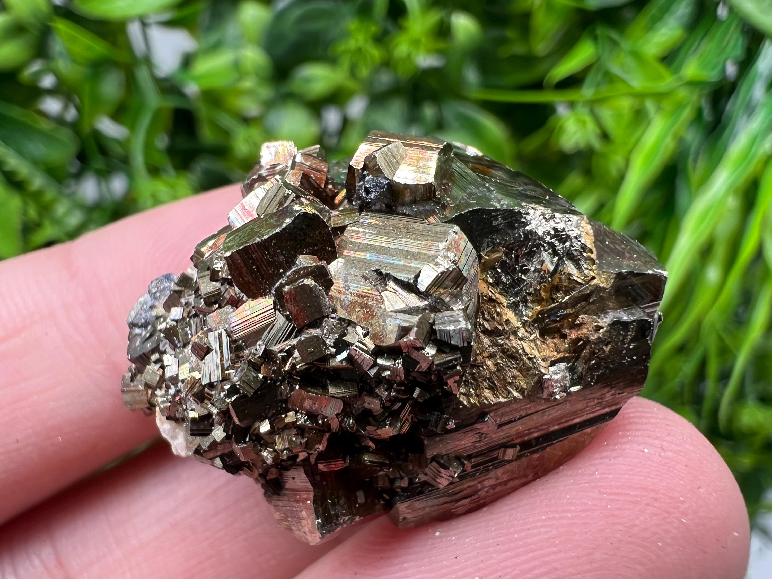 Rainbow Pyrite with Calcite, Natural Crystal Mineral Decor, Borieva Bulgaria