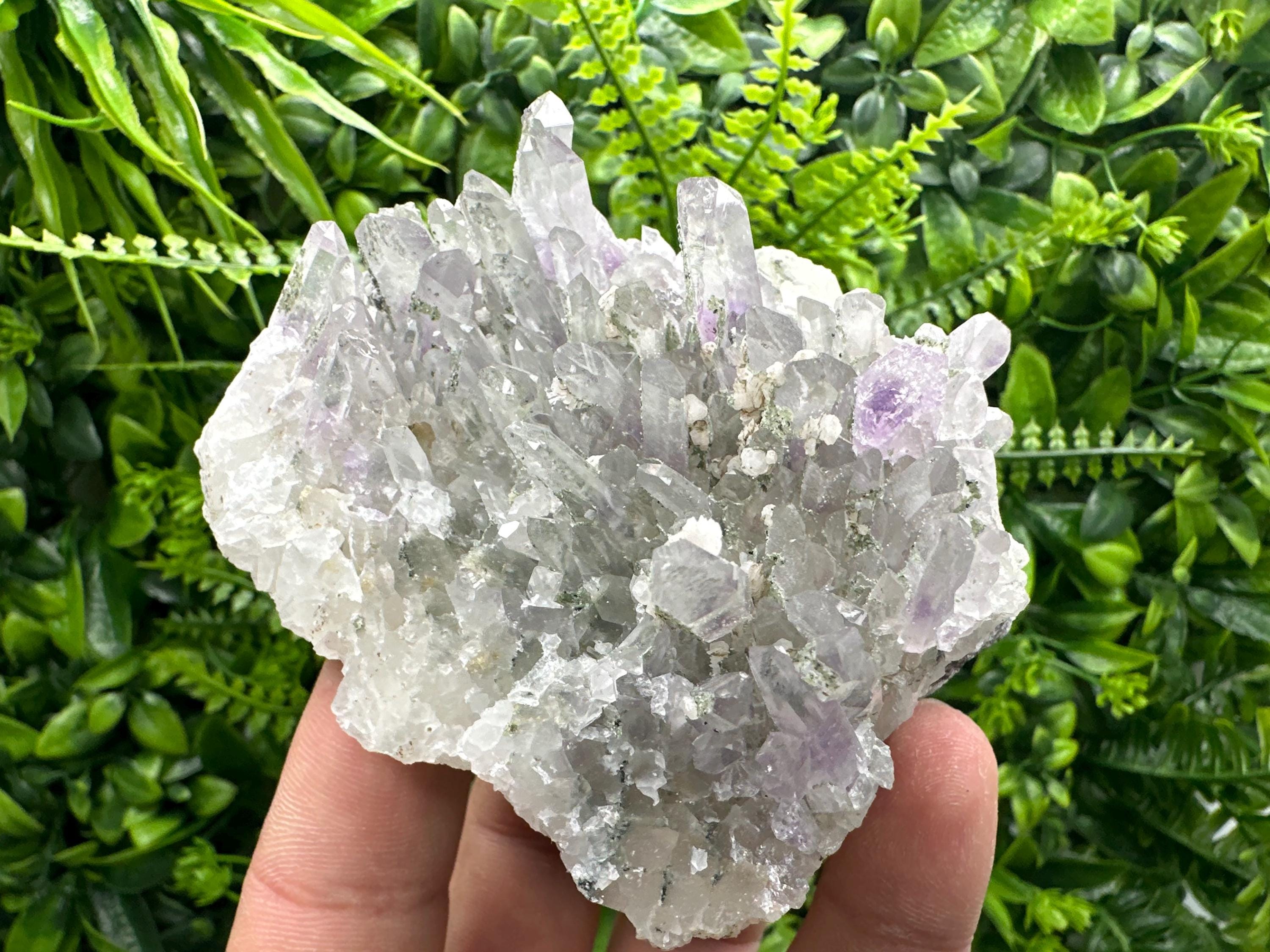 Amethyst Quartz Cluster with Calcite and Chlorite, Bulgaria Mineral Specimen