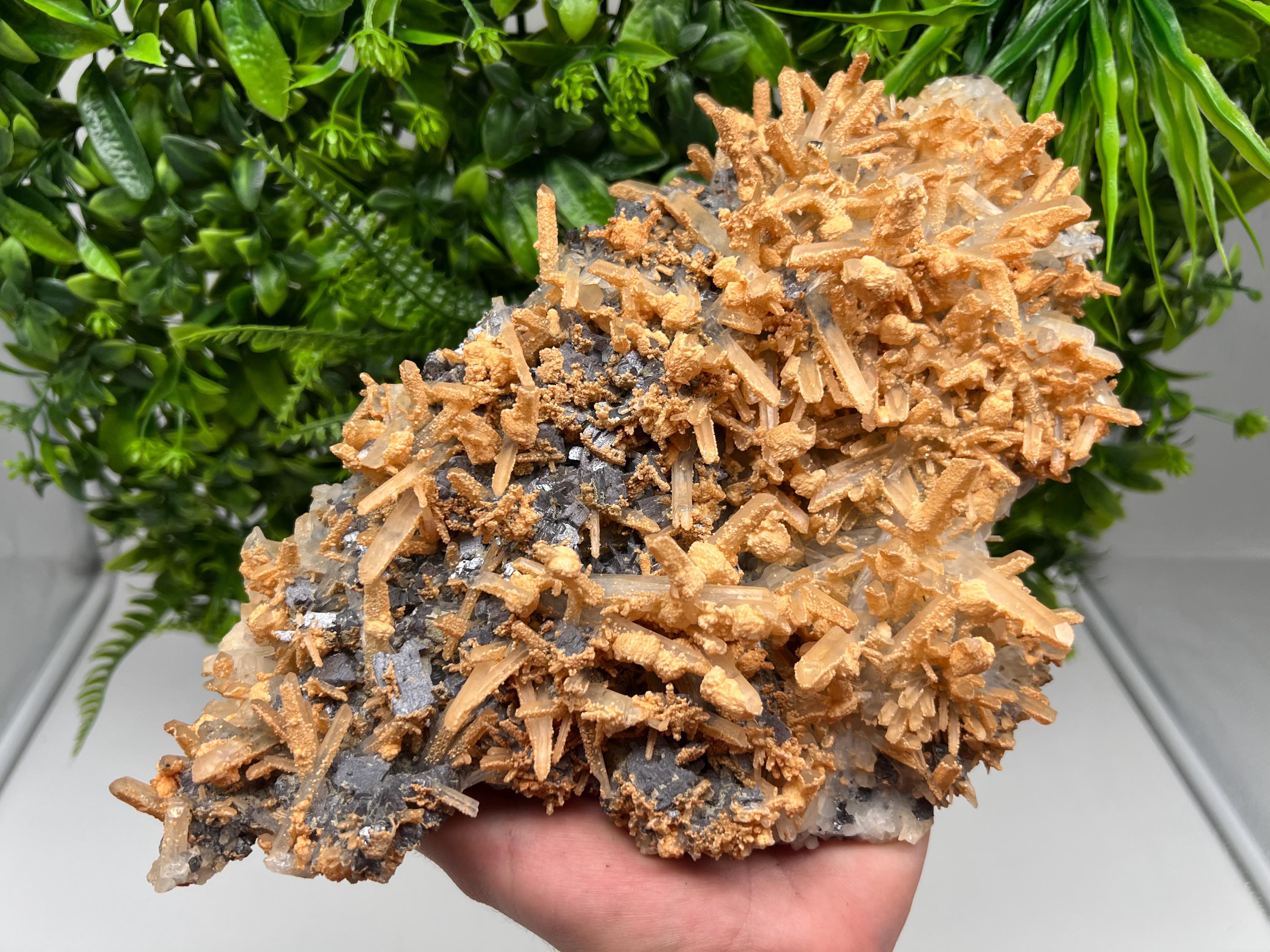 Collection Skeleral GALENA on Transparent Quartz whit Brown Calcite,natural,collectibles mineral specimen,home decor stone,gift,collection