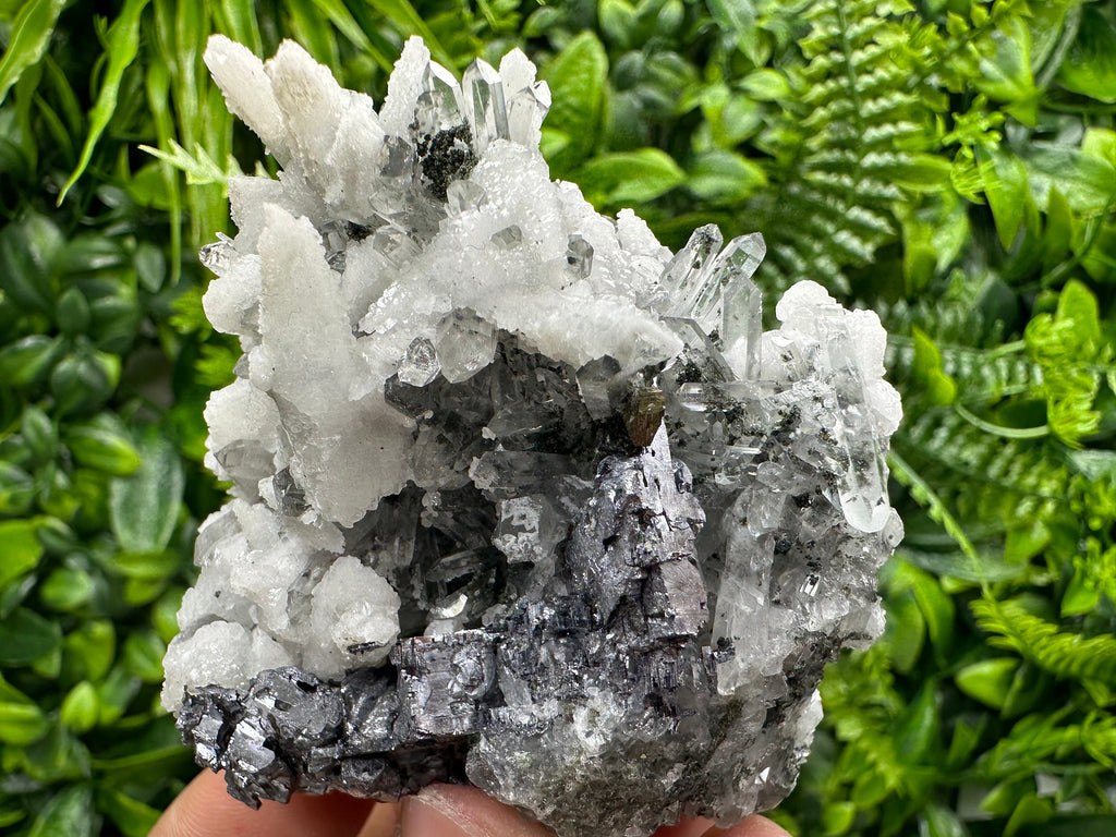 Galena Pyrite Calcite on Quartz: Borieva Madan Mineral