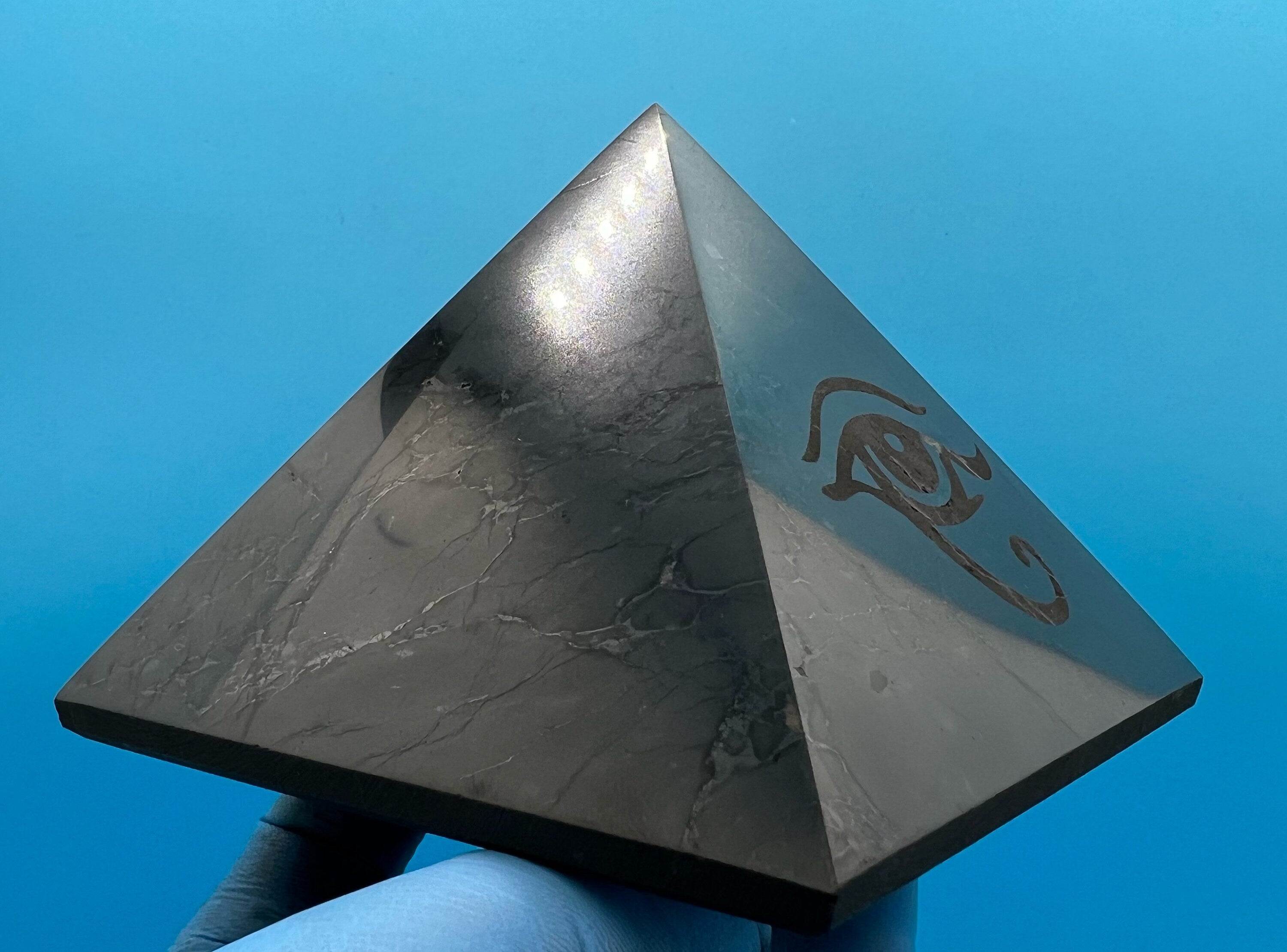 Shungite Pyramid (10cm): EMF & 5G Protection, Healing Crystal