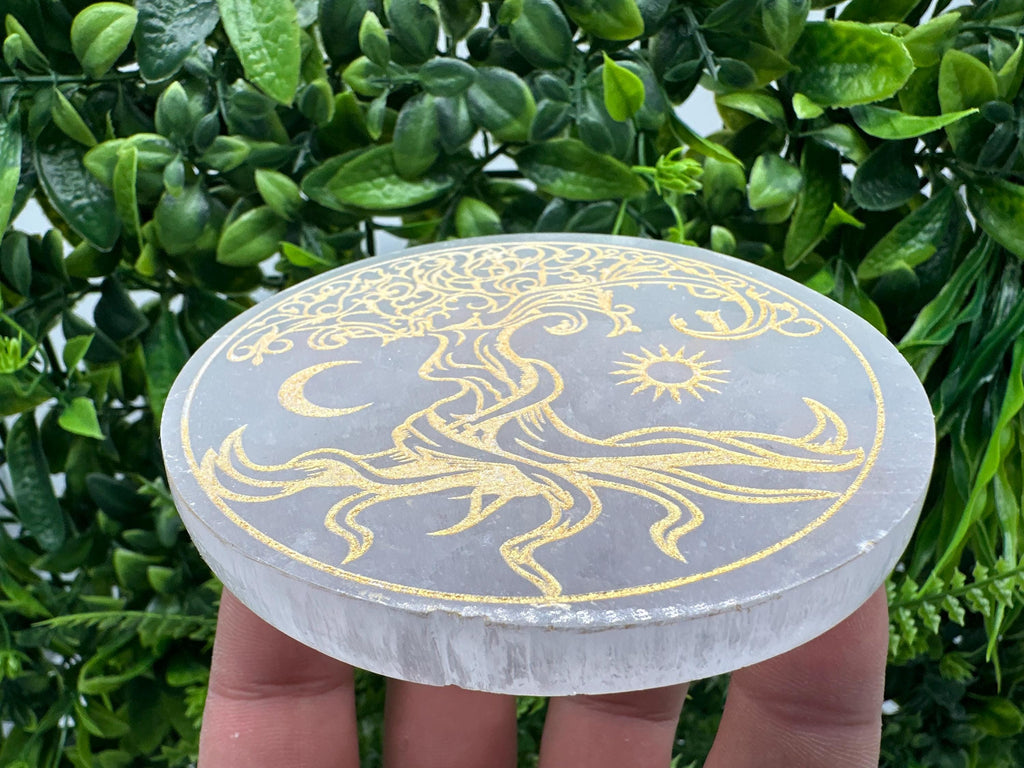 Tree of Life Selenite Plate: Crystal Recharging Station (10/10cm)