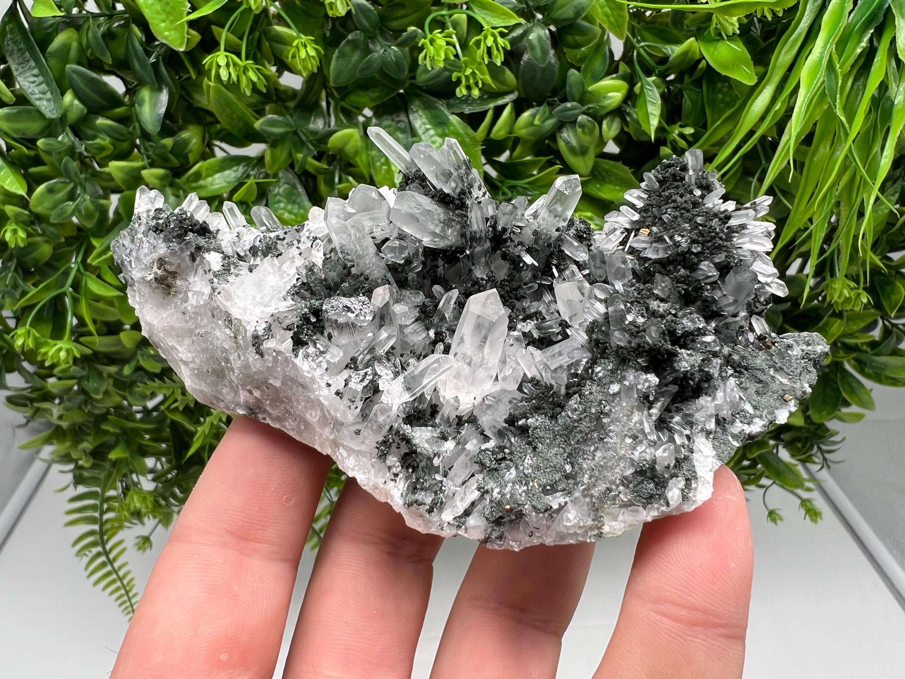 Chlorite Quartz Crystal Cluster - Borieva Mine, Bulgaria